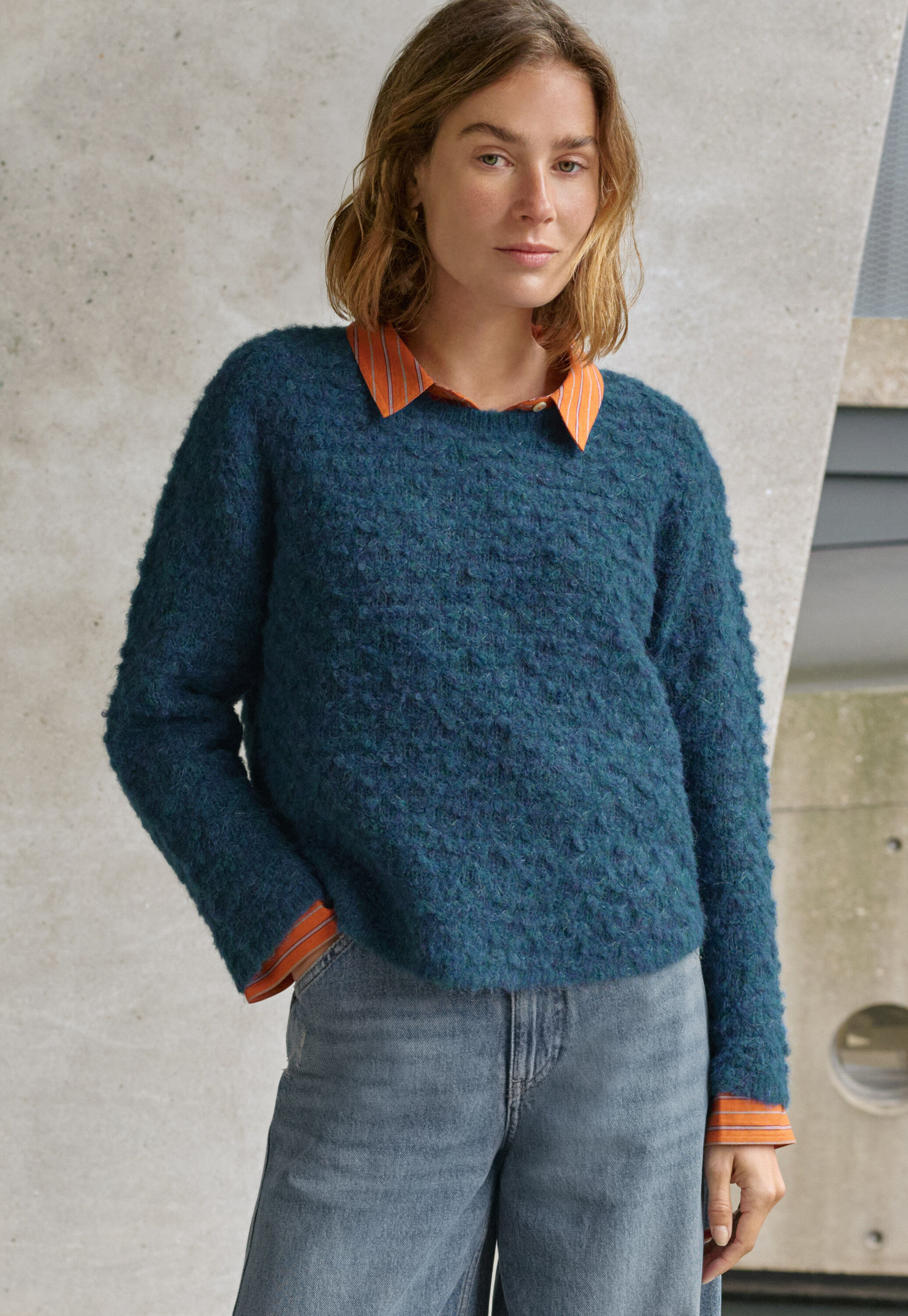 Spitzenmuster-Pullover