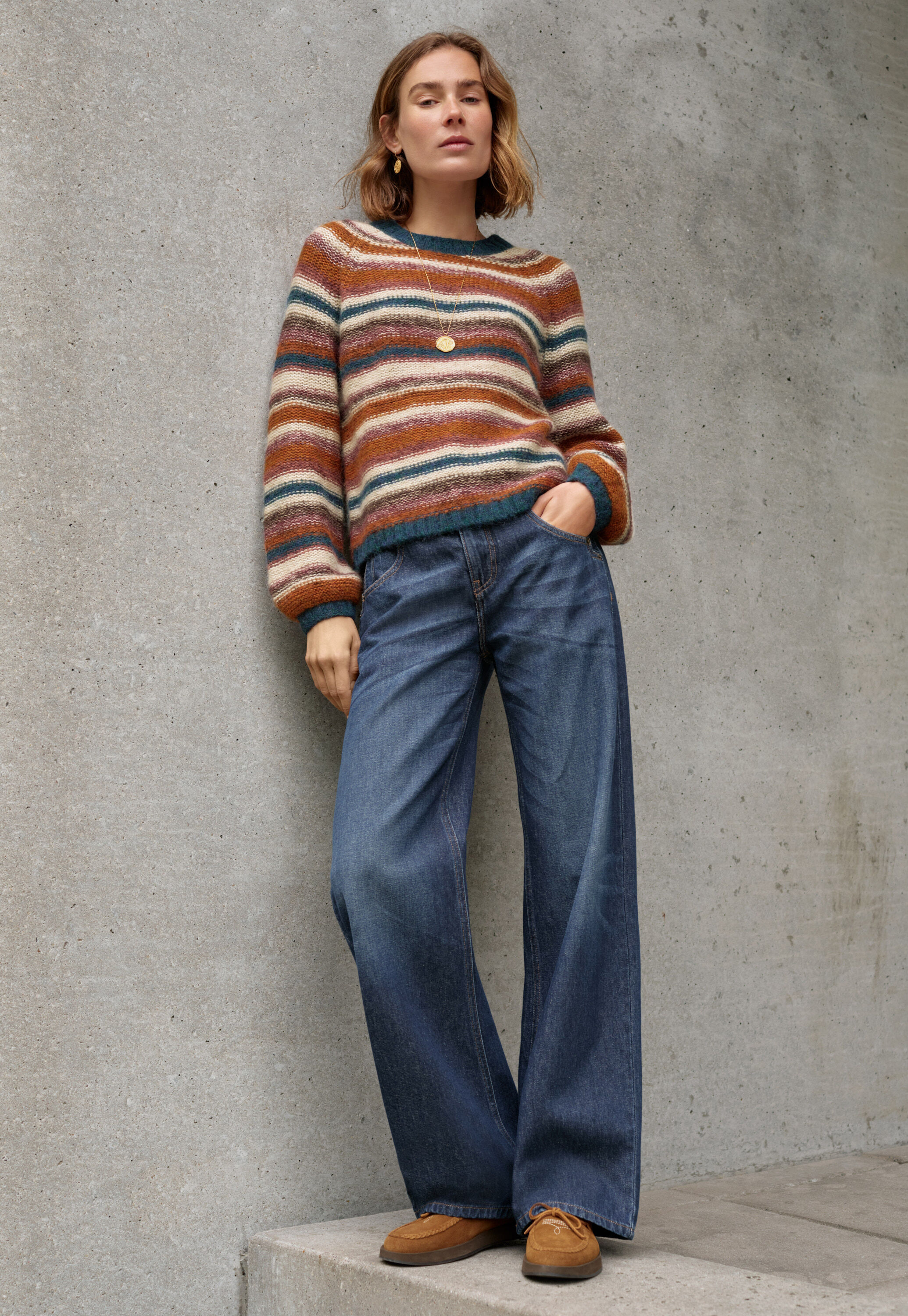 Pullover mit umgekehrten Streifen, Sonnenuntergang, large