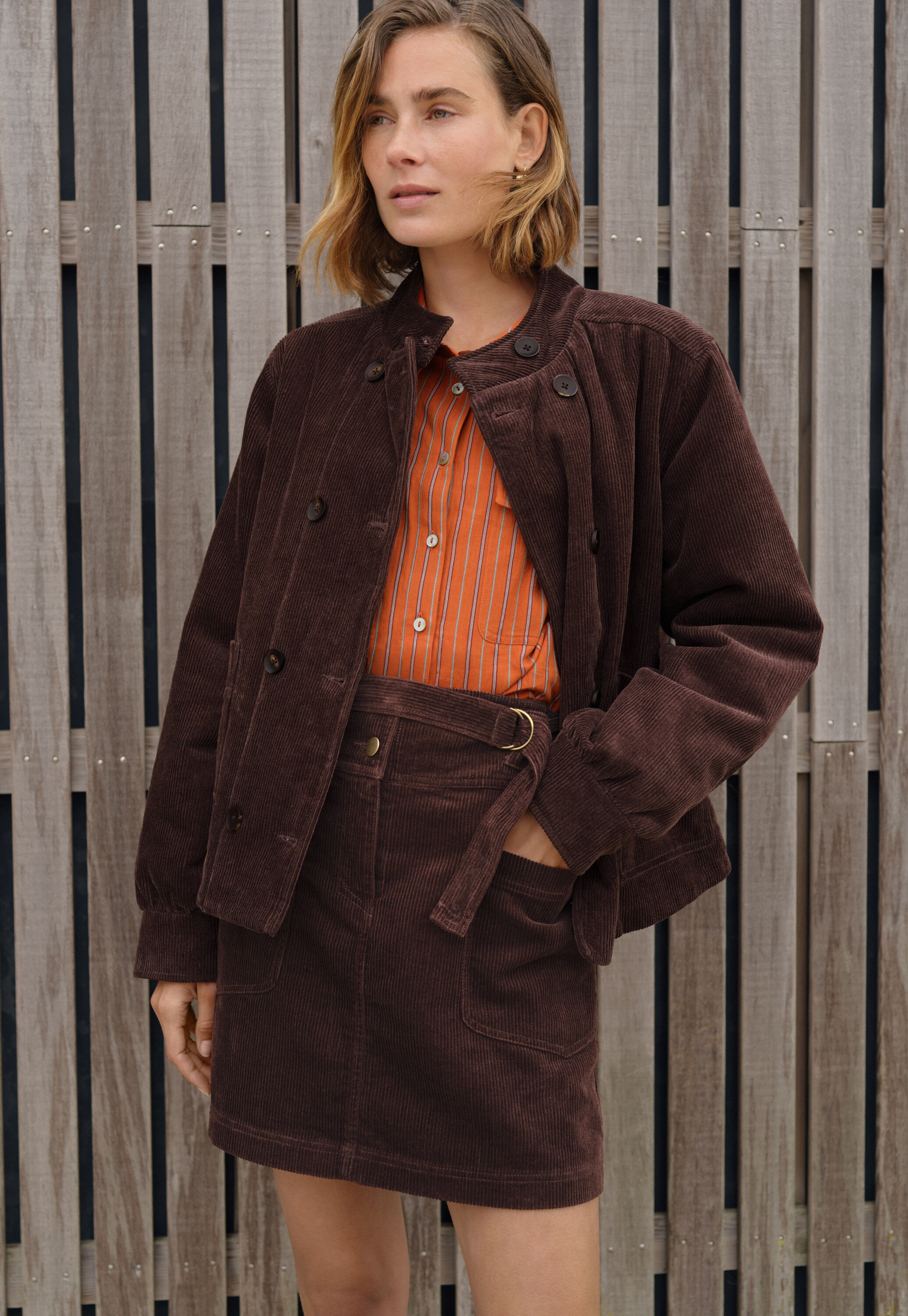 Gestreifte Bluse, Gebranntes Orange, large