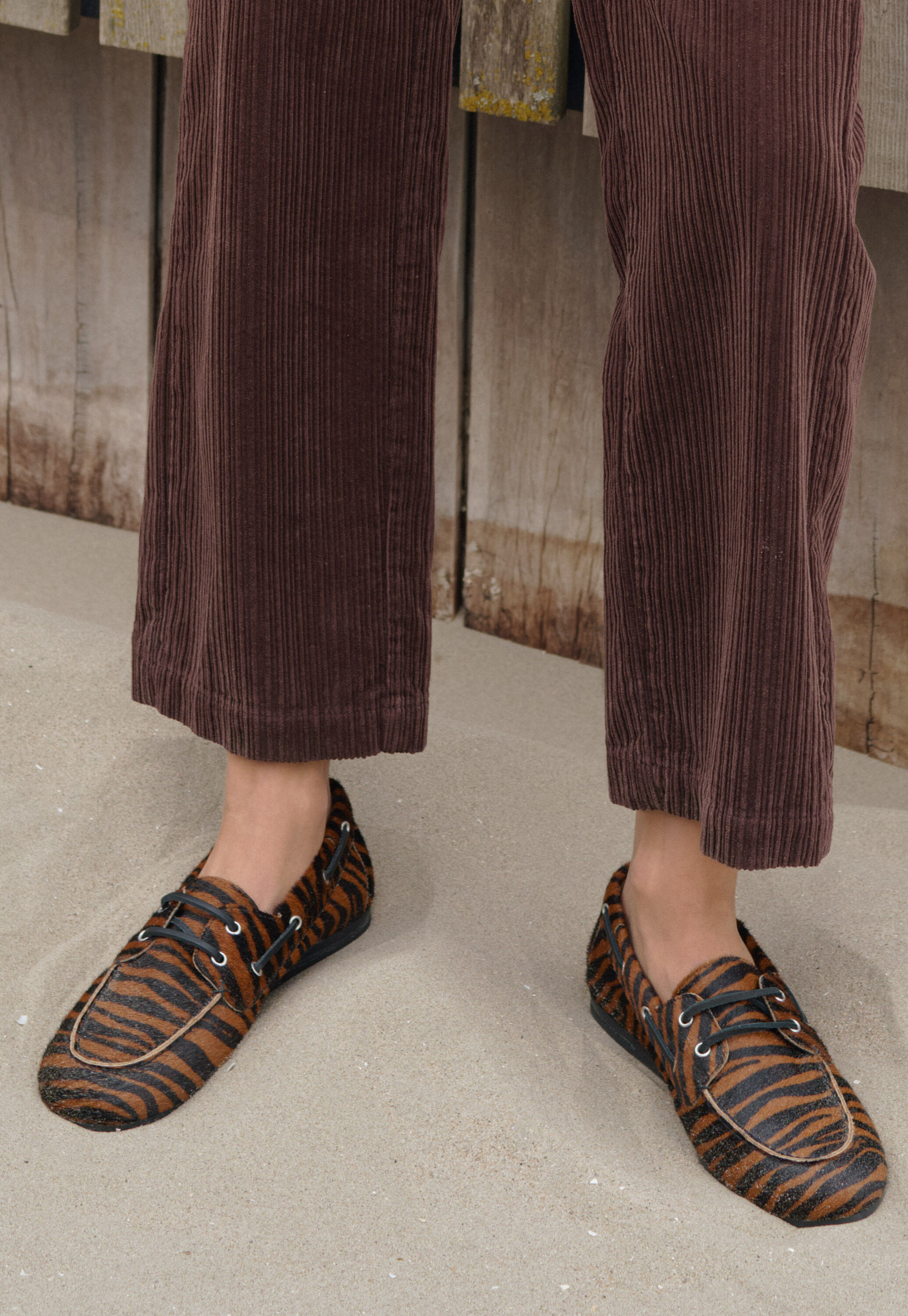 Gestreifte Loafer, Braun, large