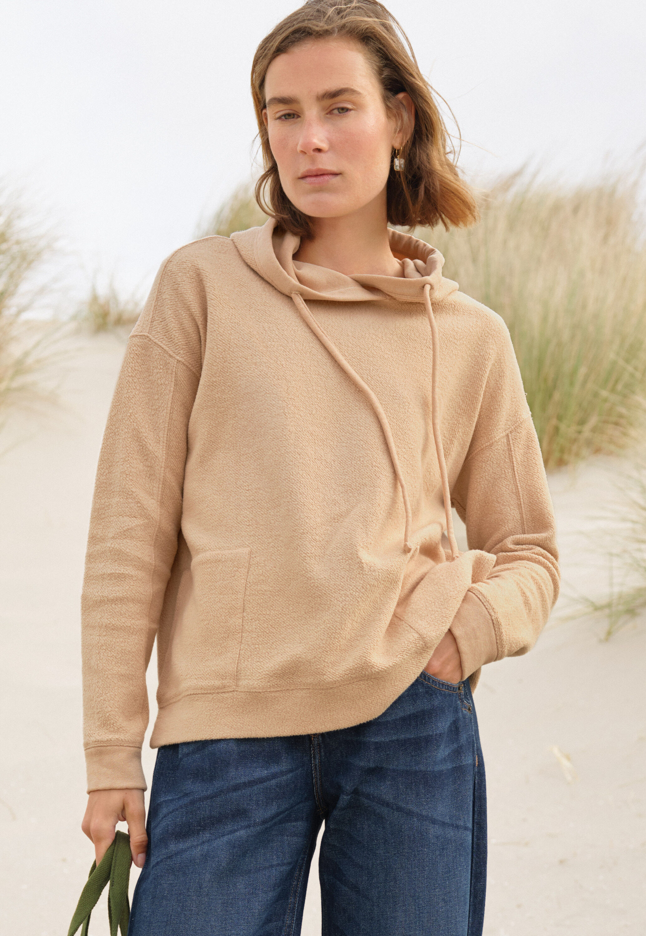 Fleece-Hoodie, Bl&uuml;te, large