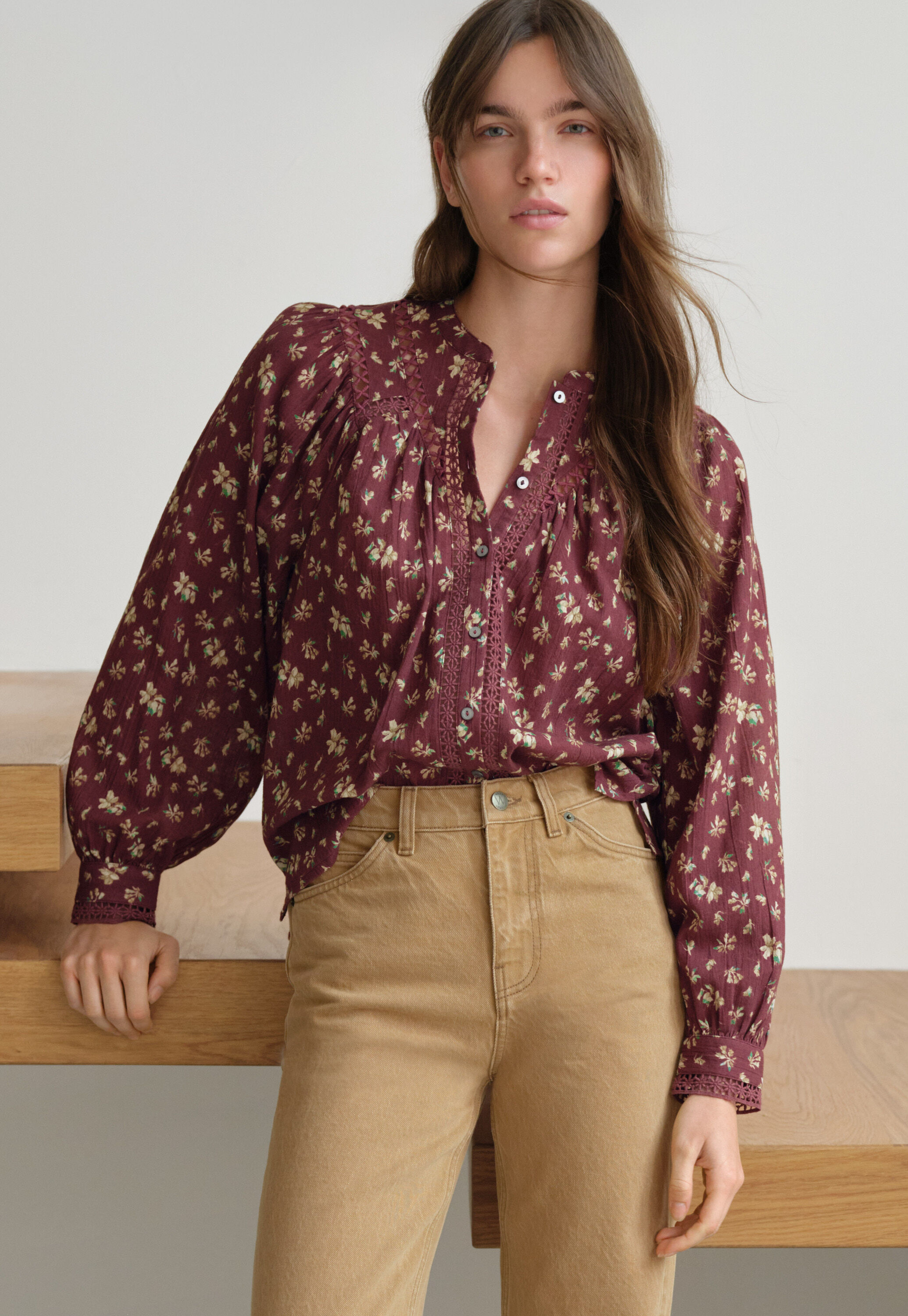 Gaze-Bluse mit Print