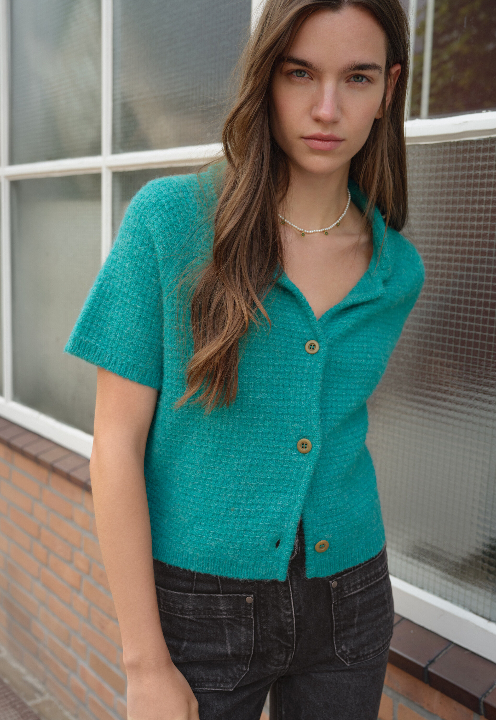 Cardigan mit Waffelmuster