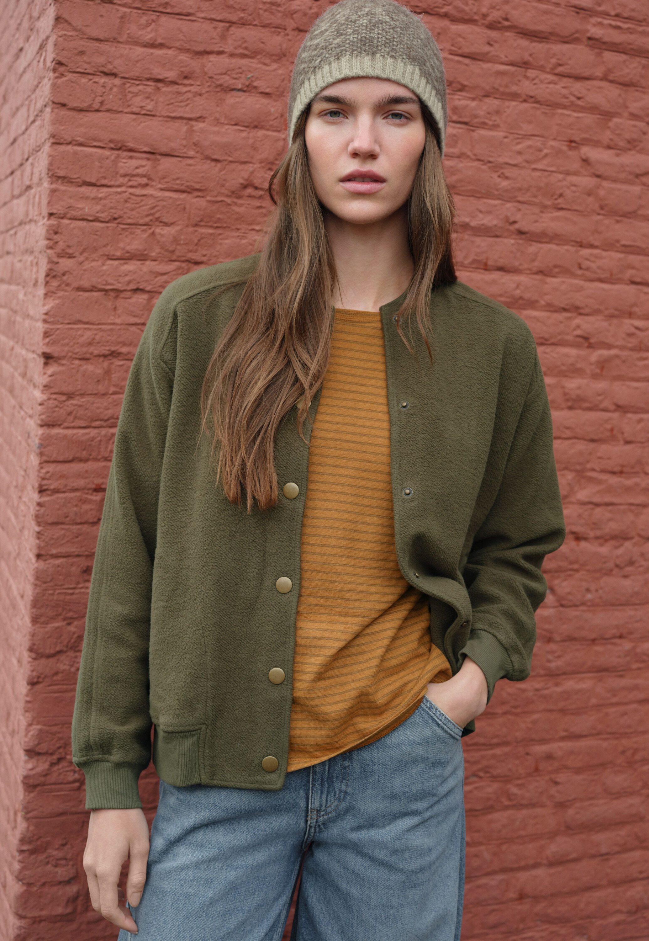 Jersey-Jacke, Moos, large