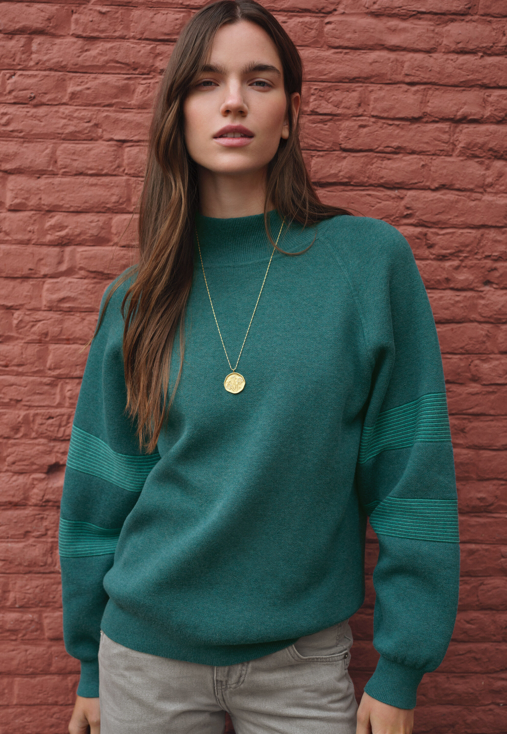 Raglanpullover, Dunkles Aquamarin, large