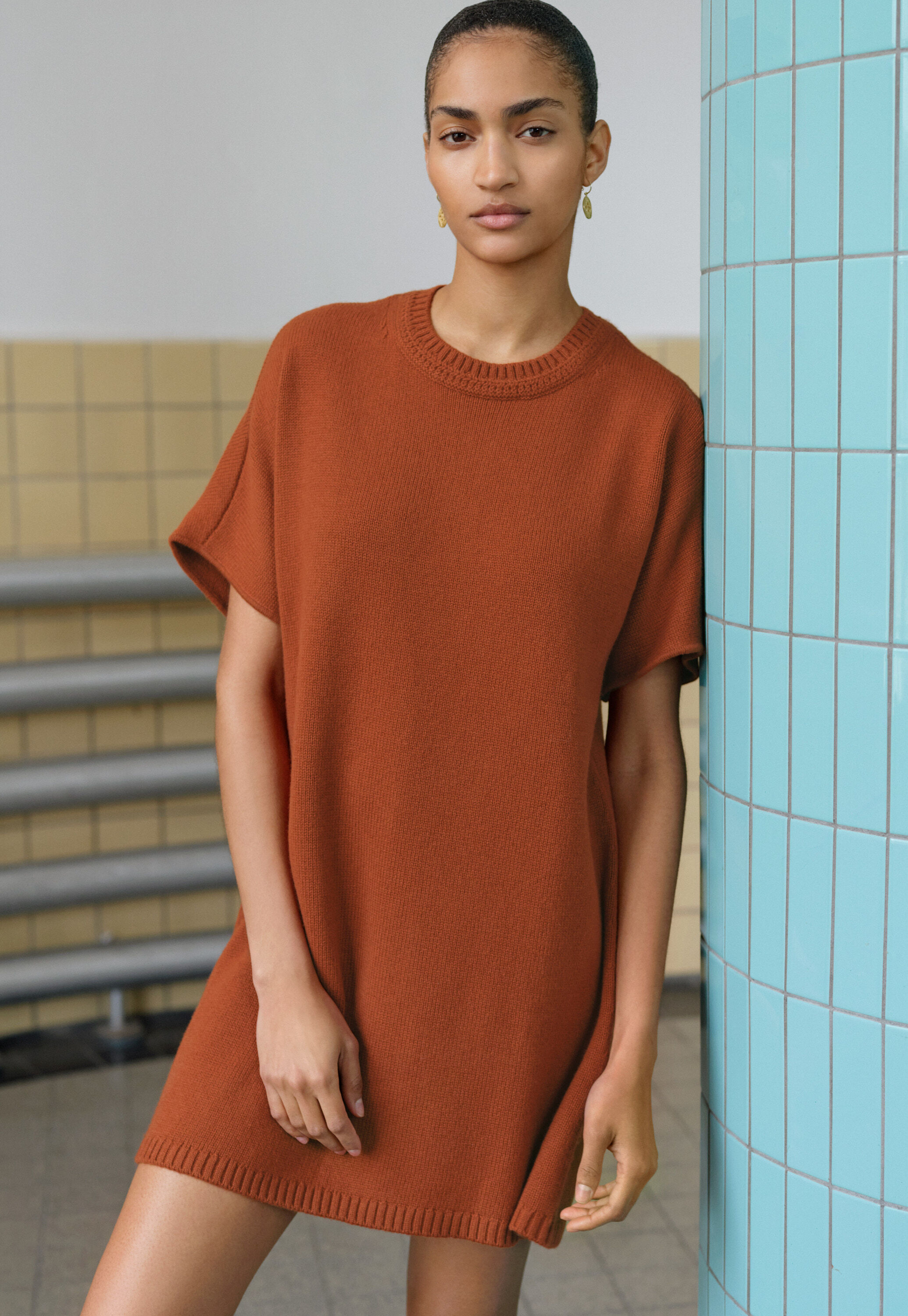 Strickkleid mit Dolman-&Auml;rmeln, Gebranntes Orange, large