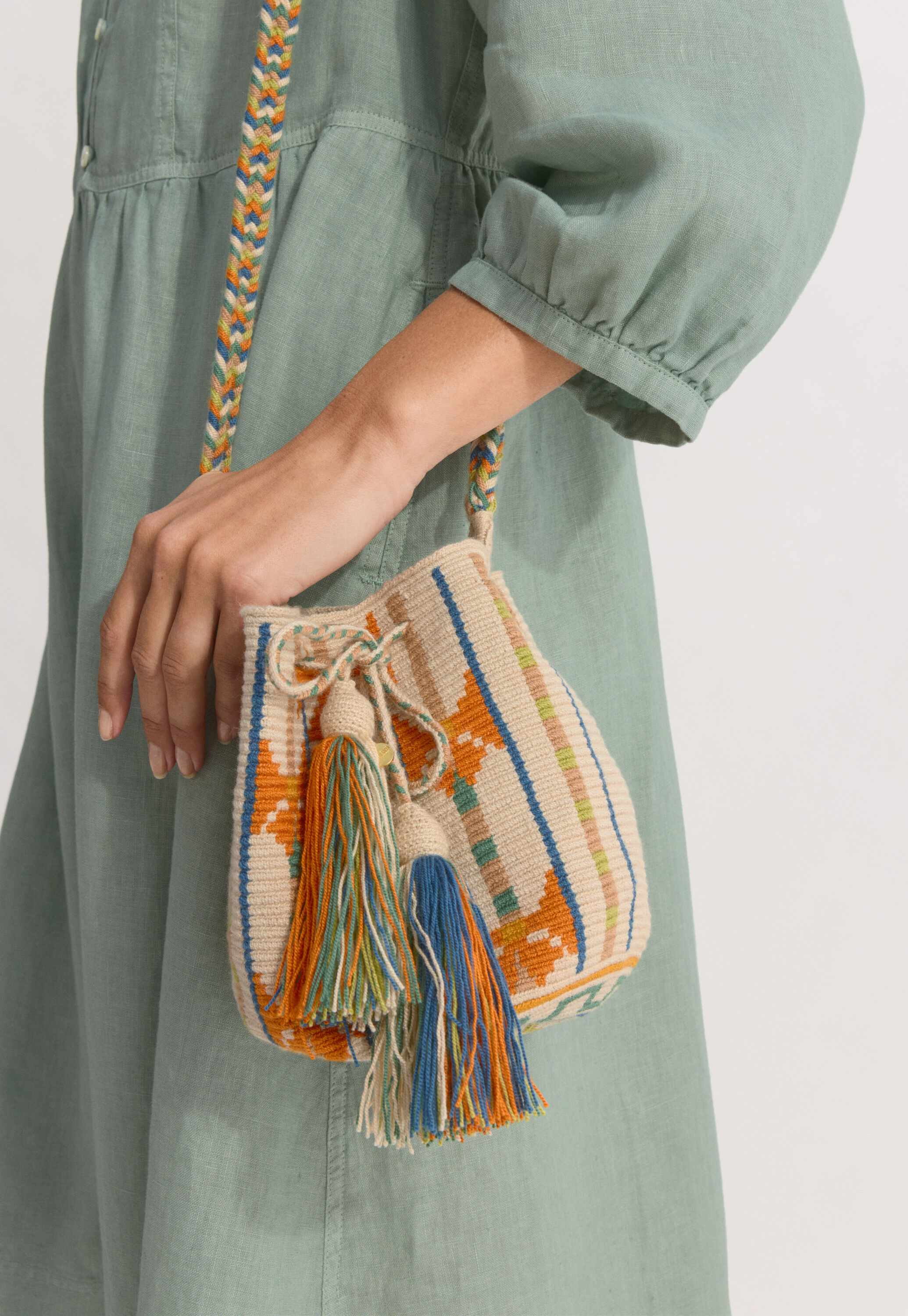 Crossbody-Tasche, Ecru/Orange, large
