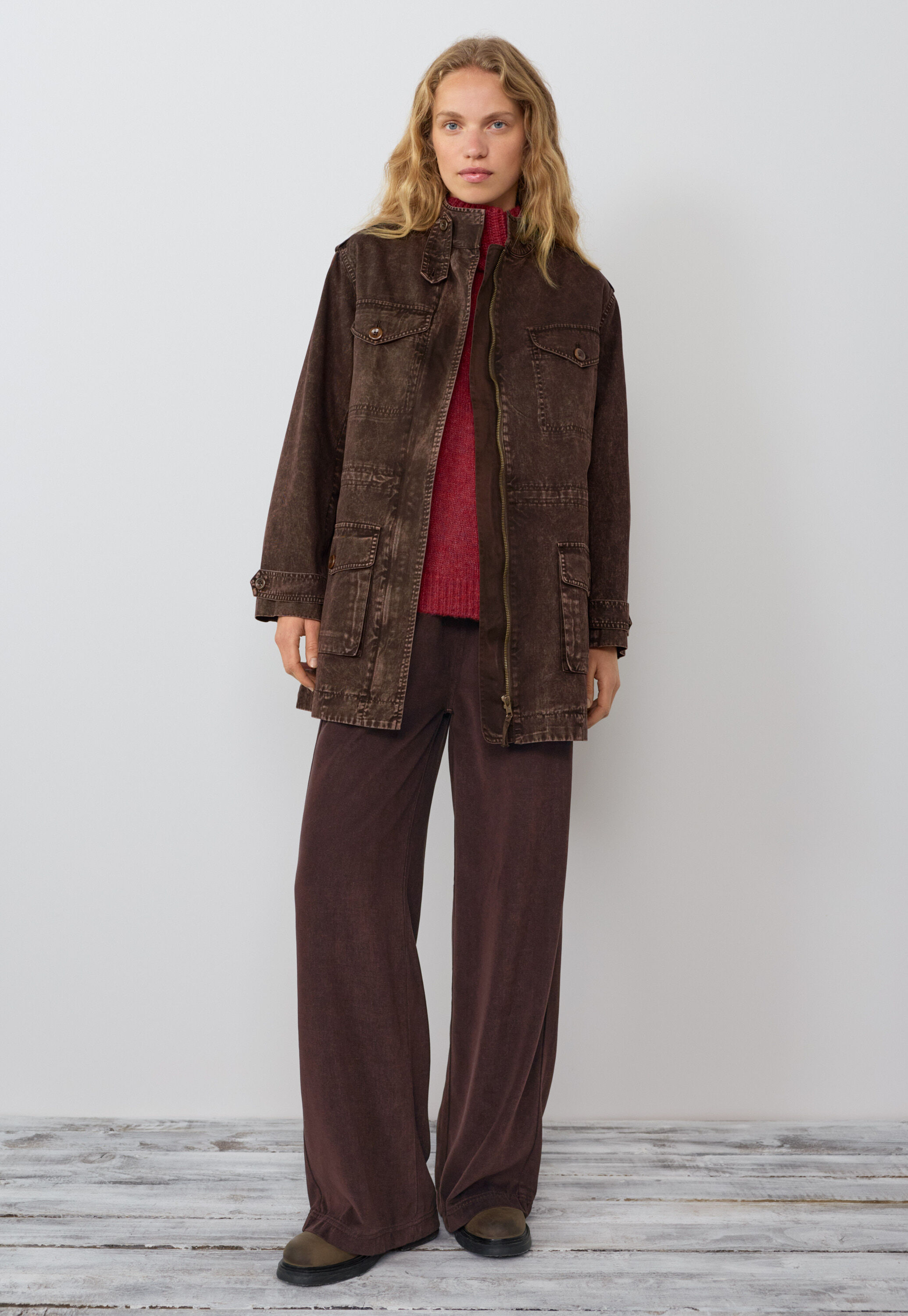 Jacke in Waschoptik, Dunkle Schokolade, large