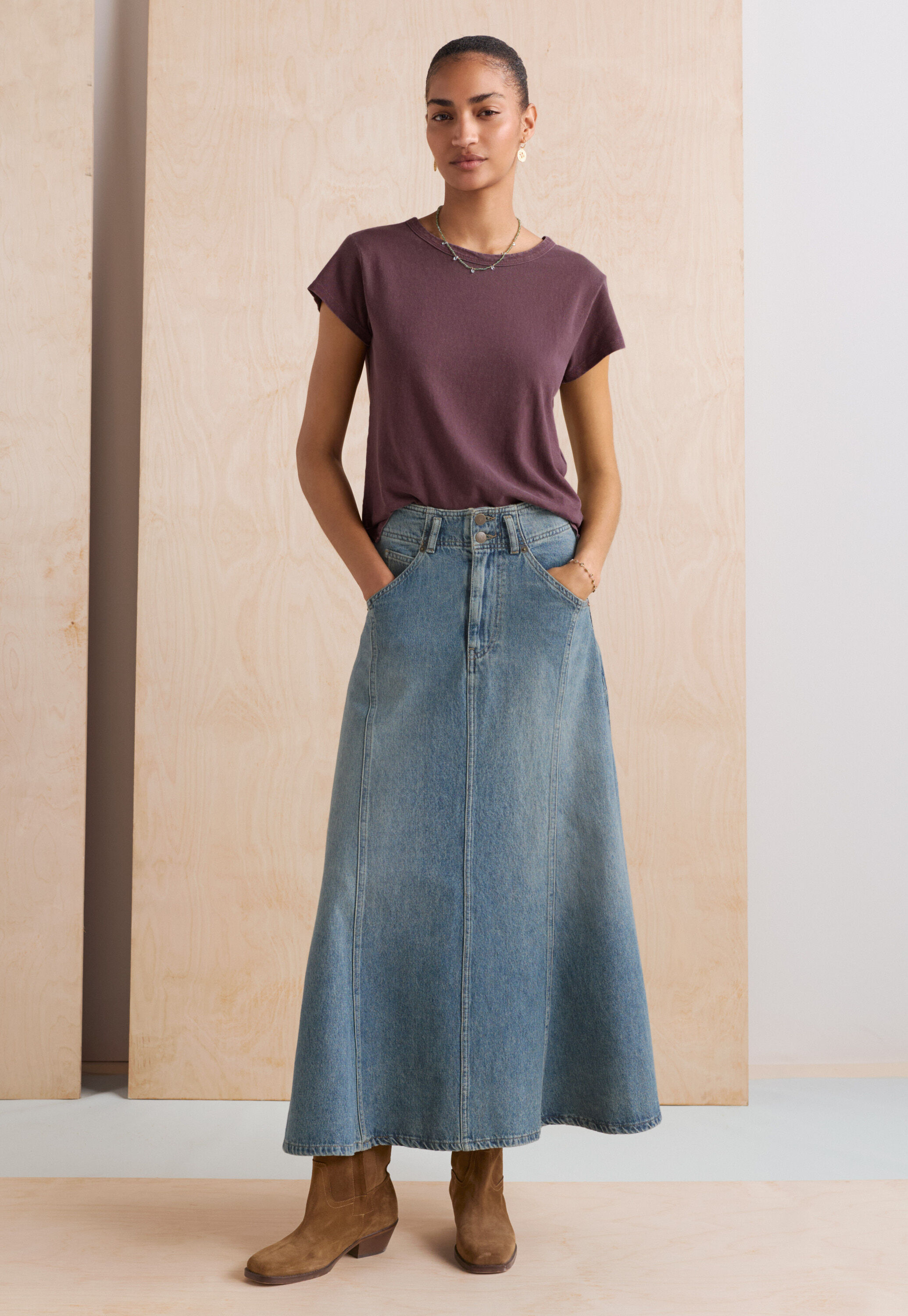 Jersey-T-Shirt, Aubergine, large