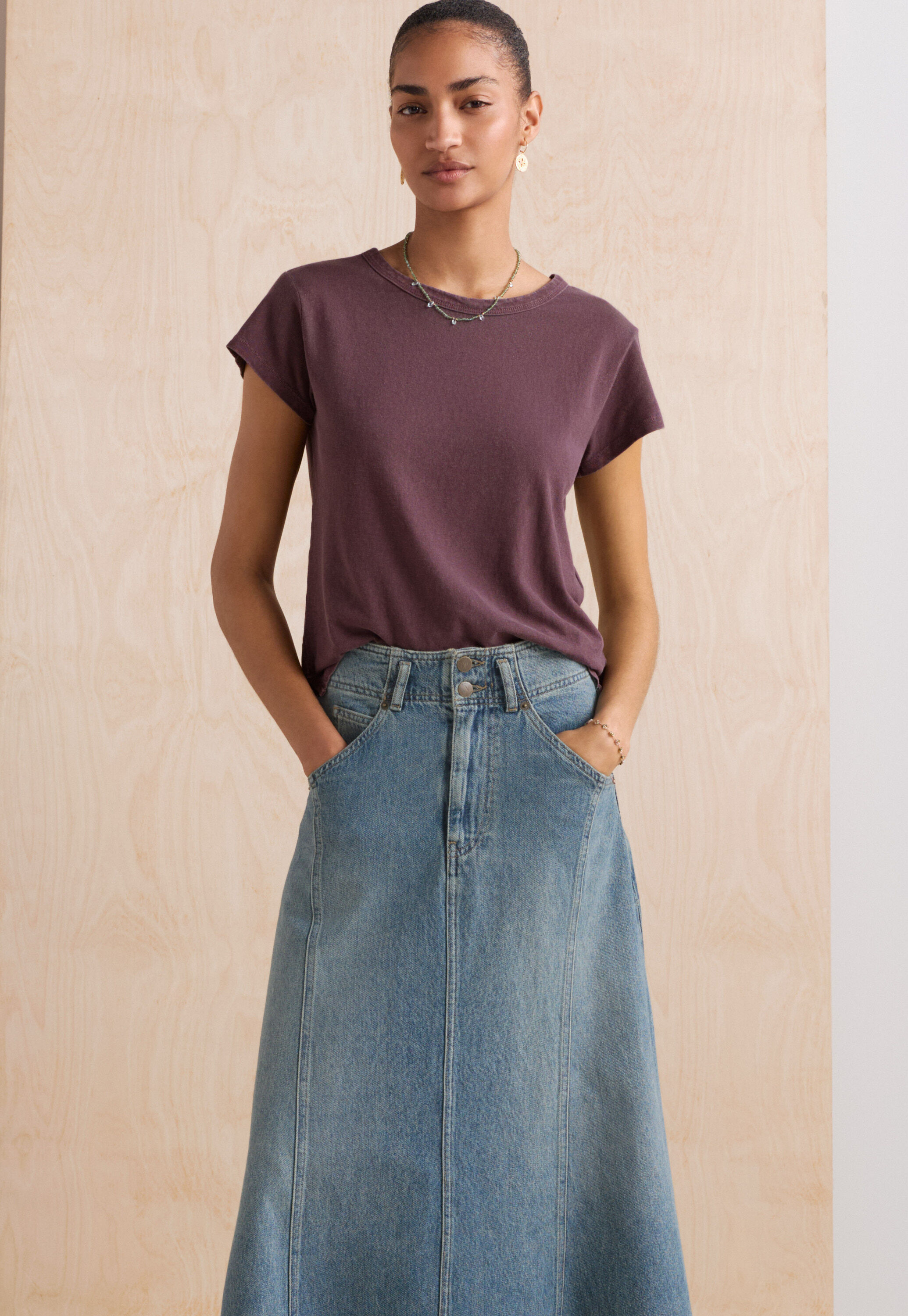 Langer Denim-Rock, Mittlere Waschung, large