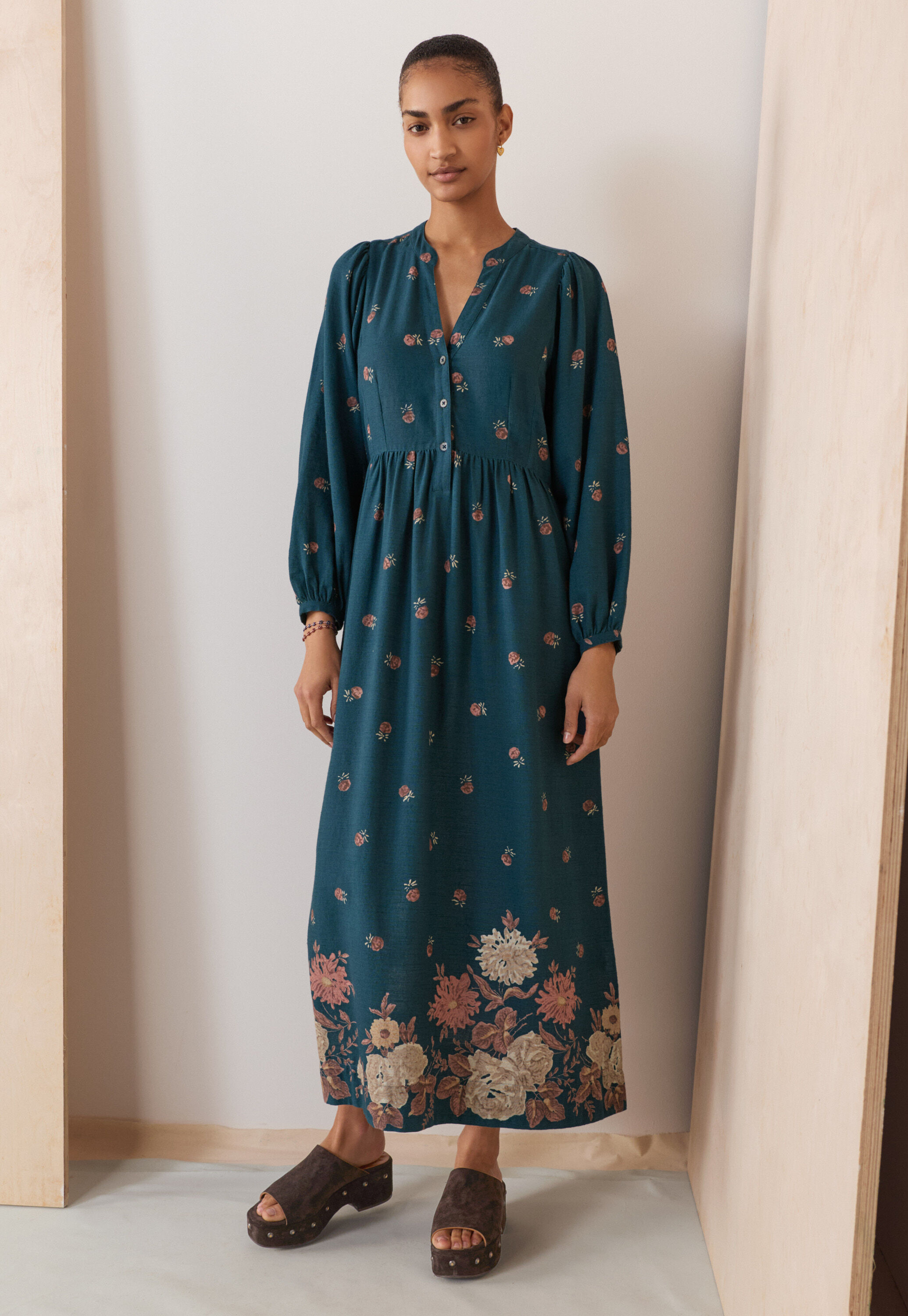 Print-Kleid, Petrol/Mauve, large
