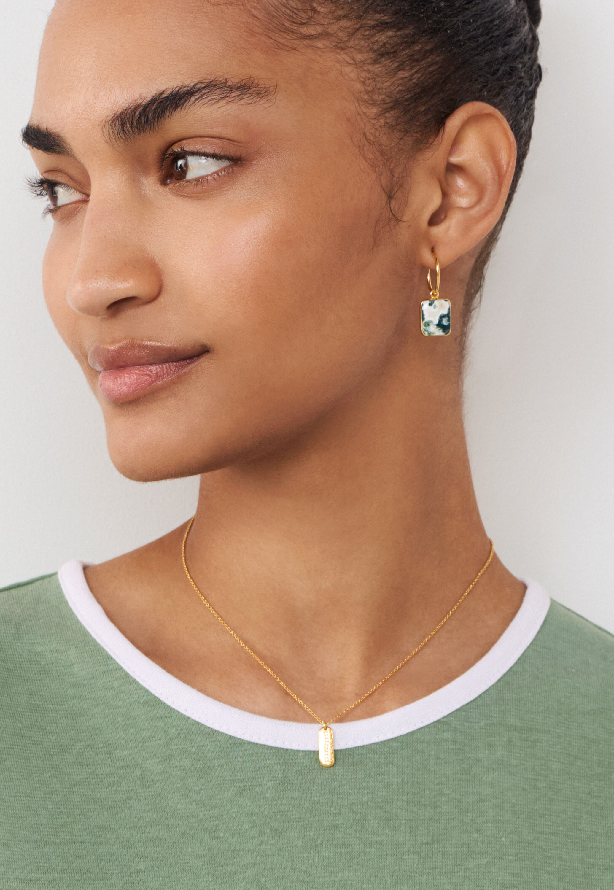 Reifohrringe mit Marmoranh&auml;nger, Gold, large