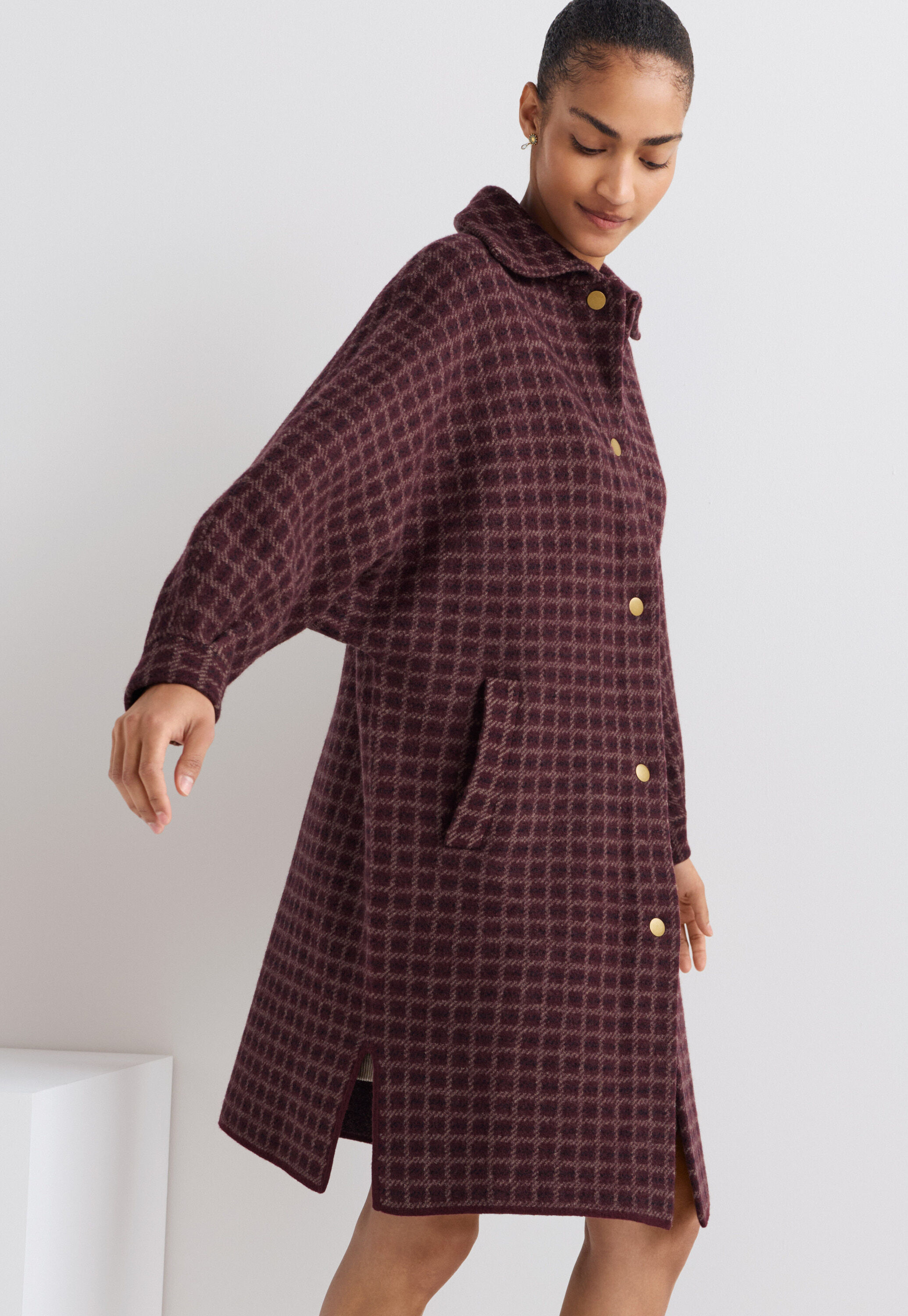 Karierte Jacke, Burgunder, large