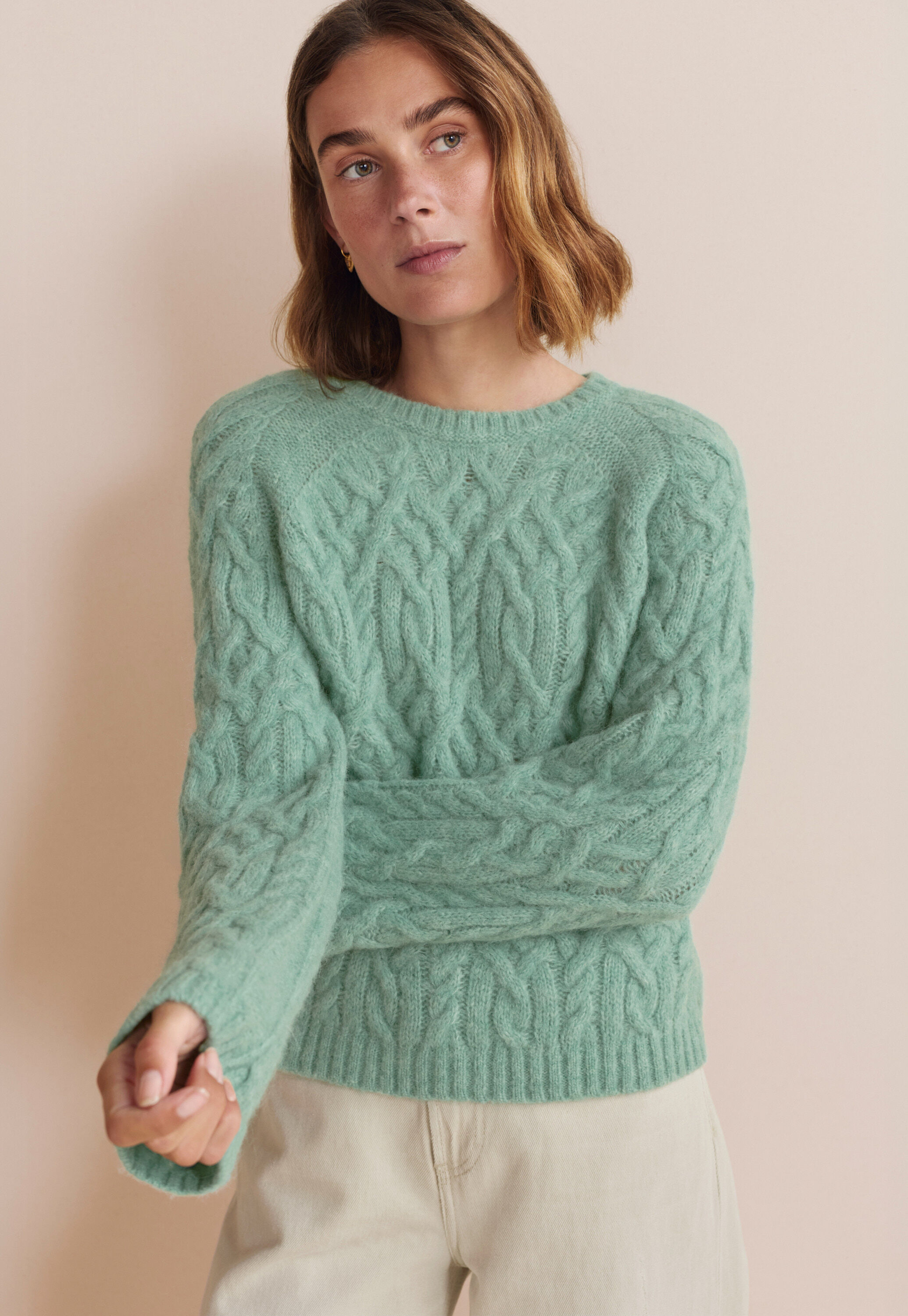 Spitzenmuster-Pullover