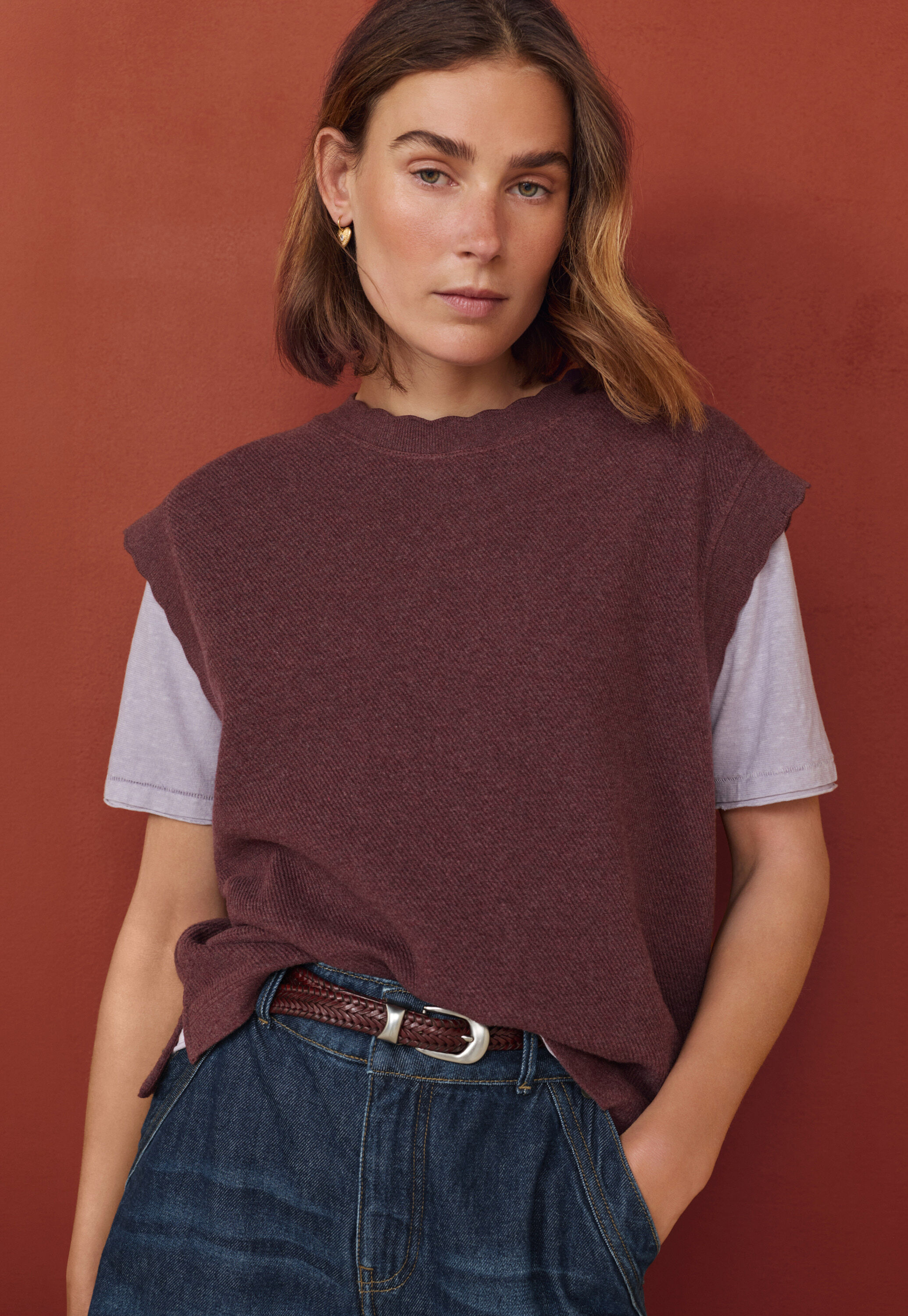 &Auml;rmelloses Sweatshirt, Wein, large