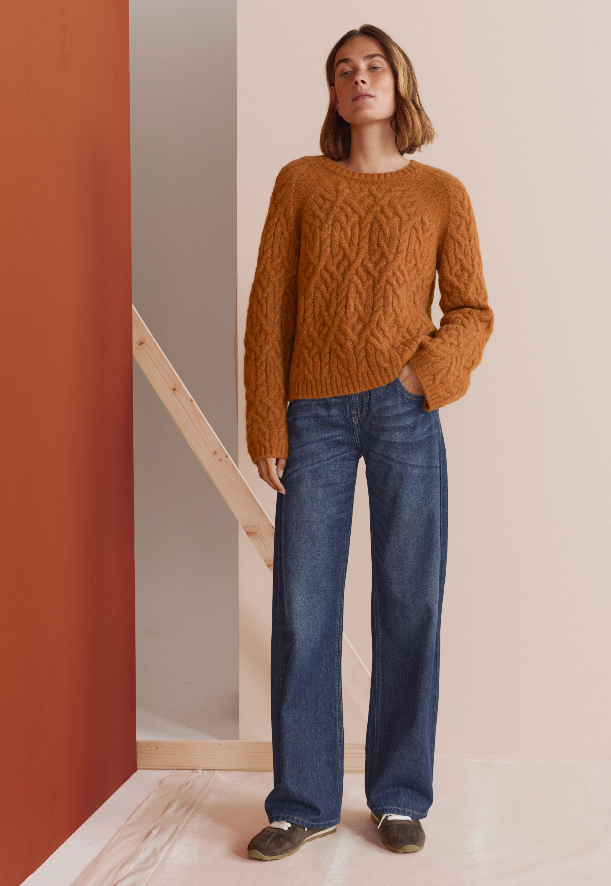 Zopfmuster-Pullover, Marmelade, large