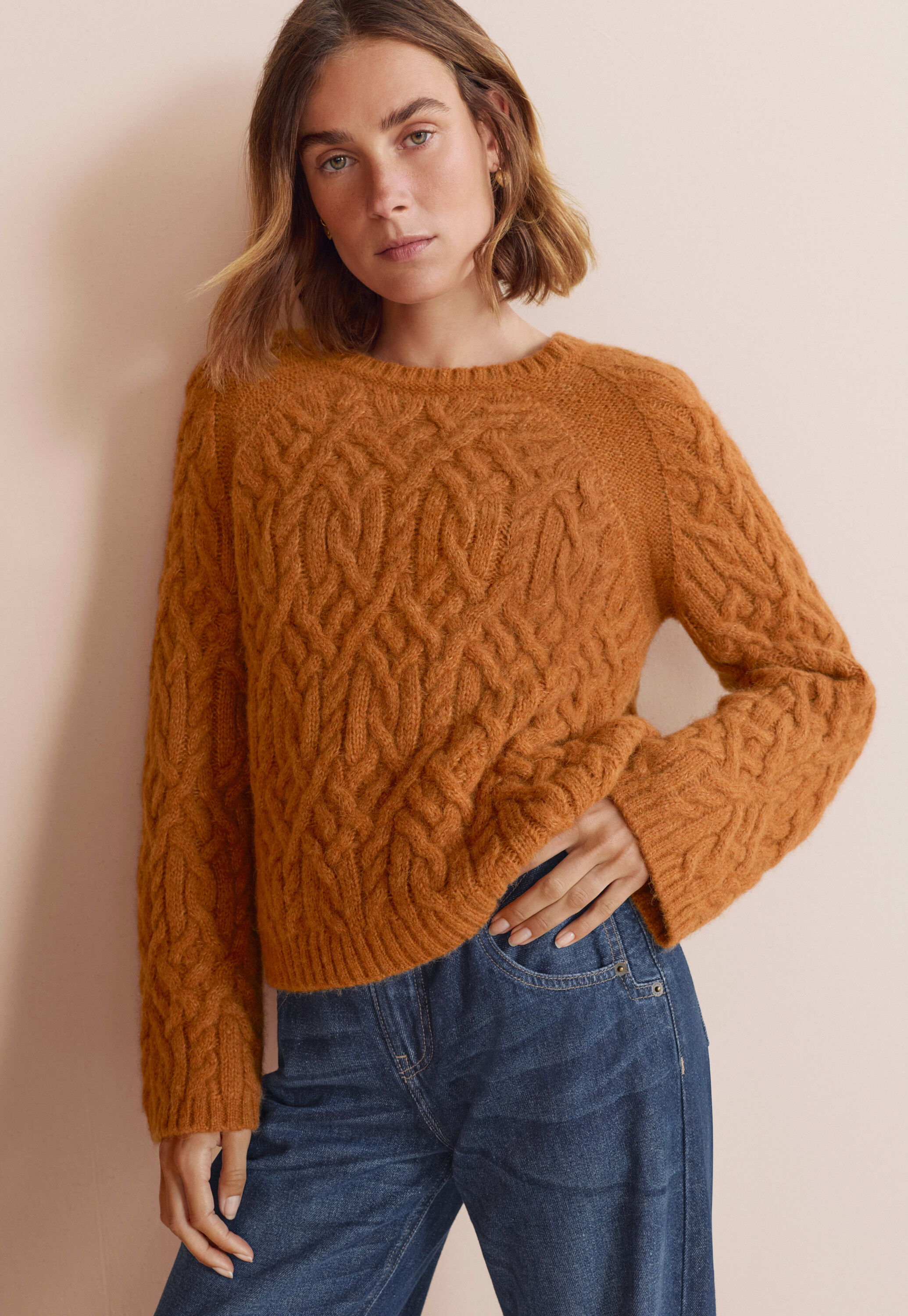 Zopfmuster-Pullover, Marmelade, large