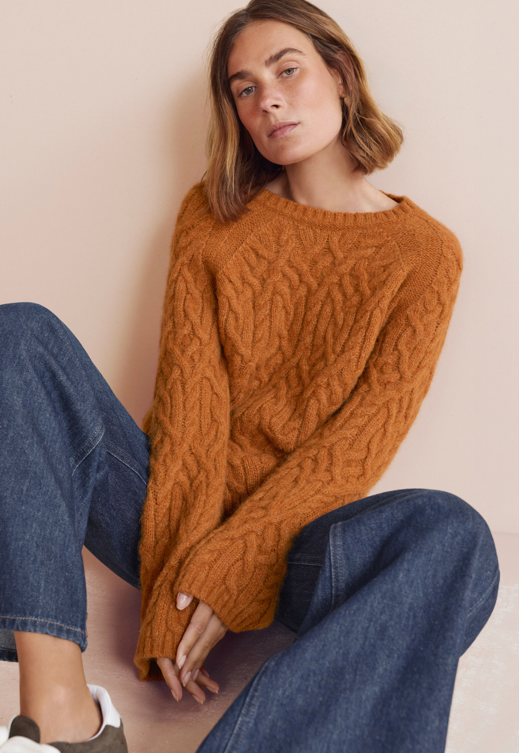 Zopfmuster-Pullover, Marmelade, large