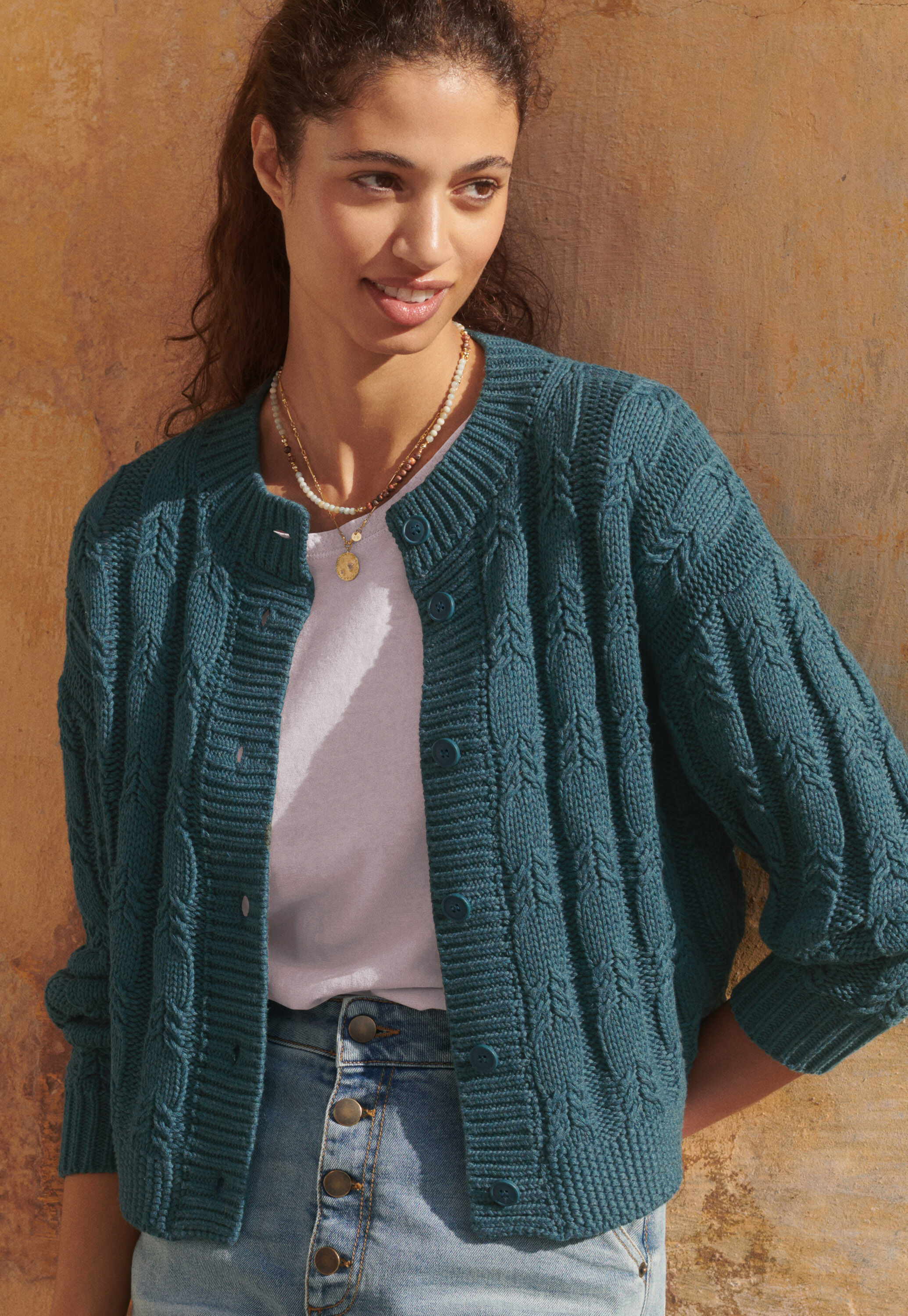 Cardigan mit Zopfmuster