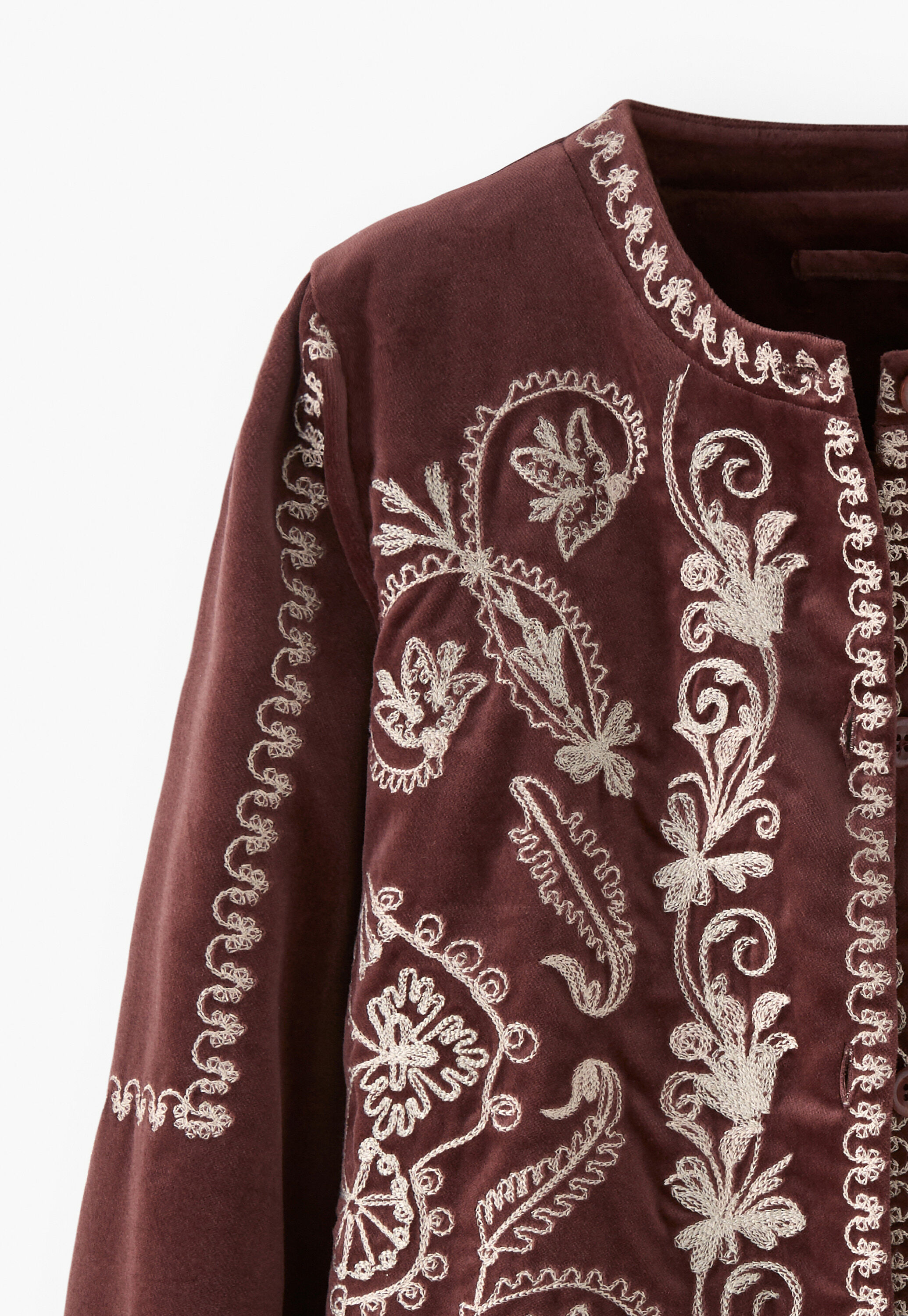 Bestickte Samtjacke, Portwein, large