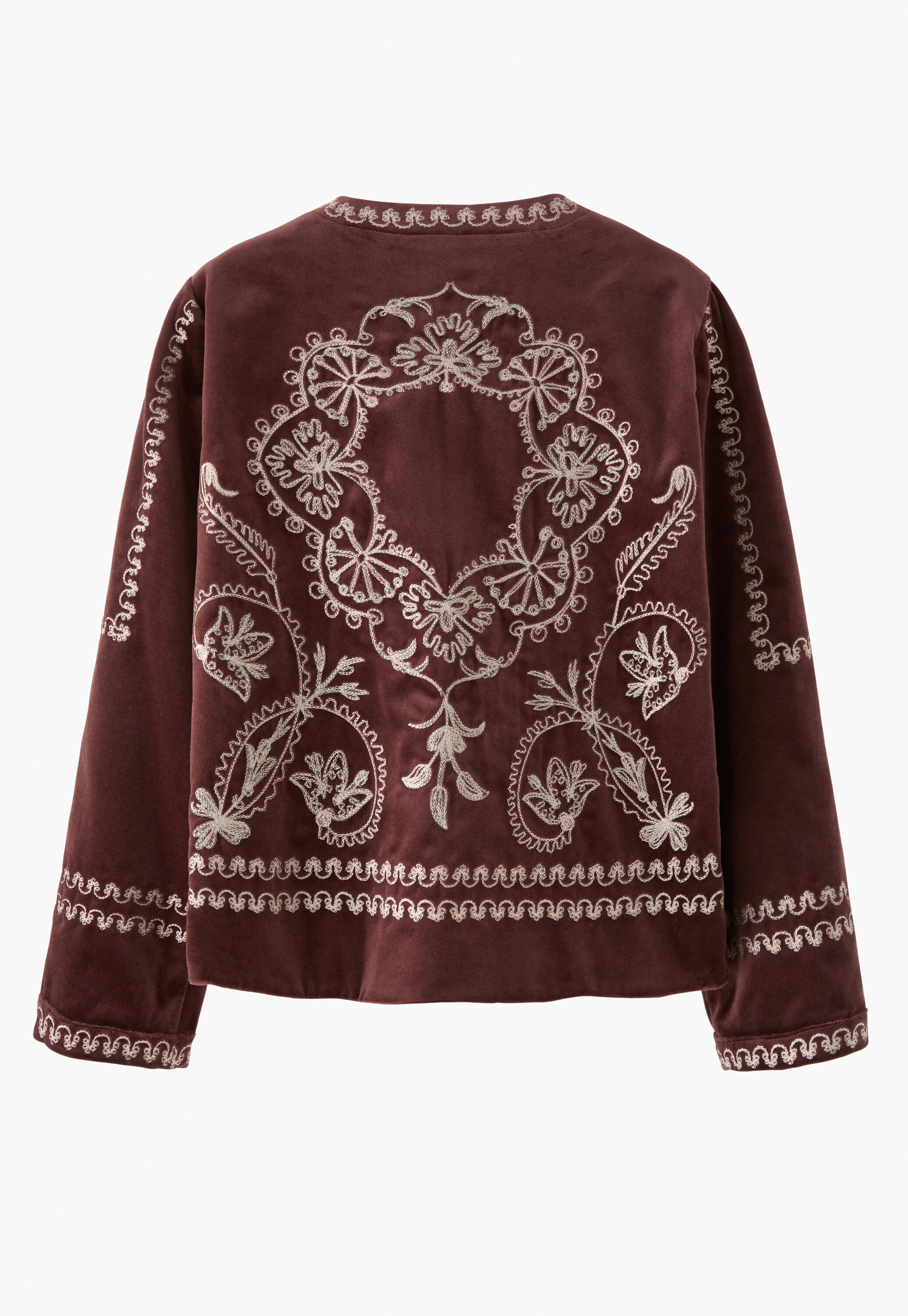 Bestickte Samtjacke, Portwein, large