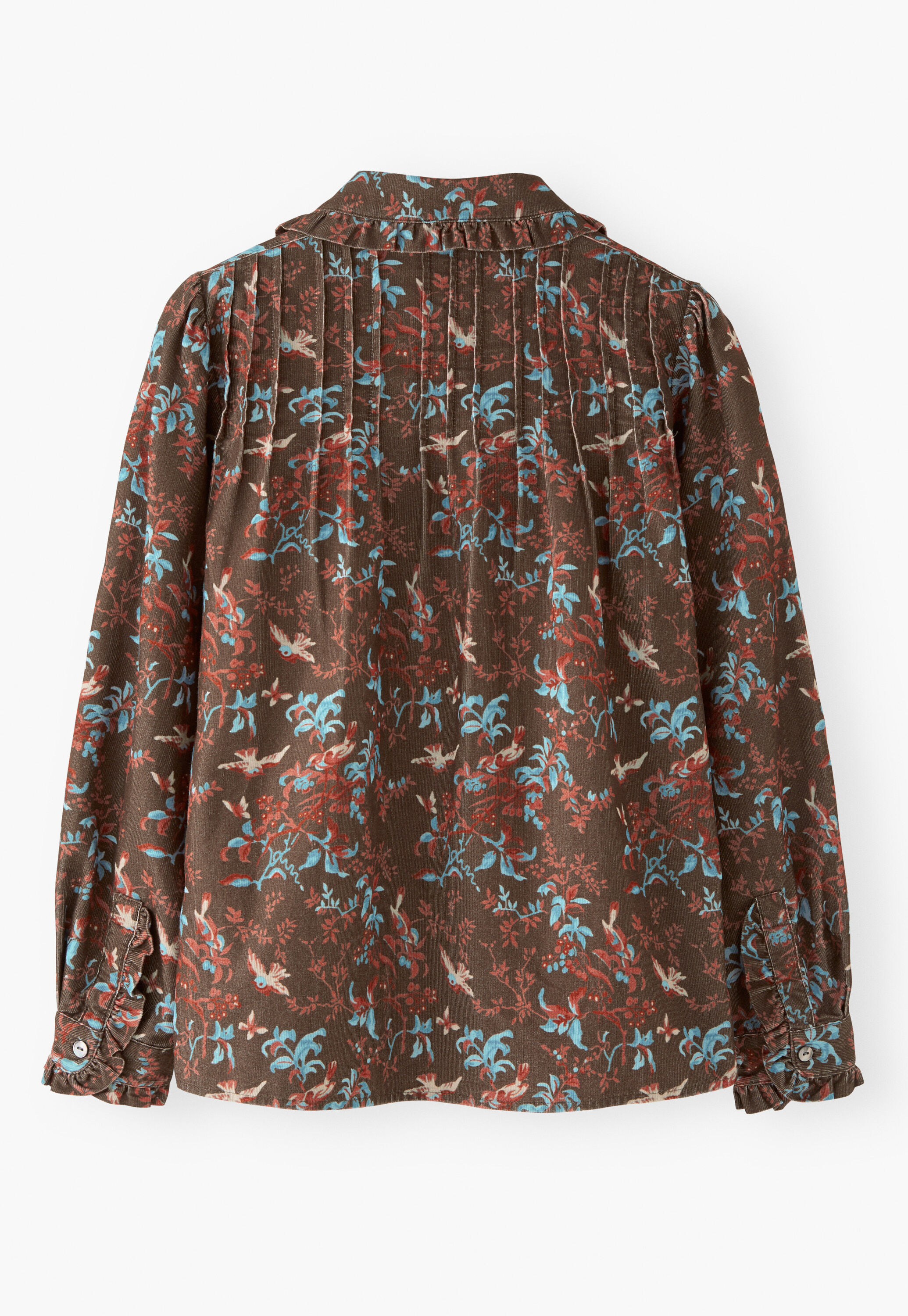 Bedruckte Faltenbluse, Himbeere/Espresso, large