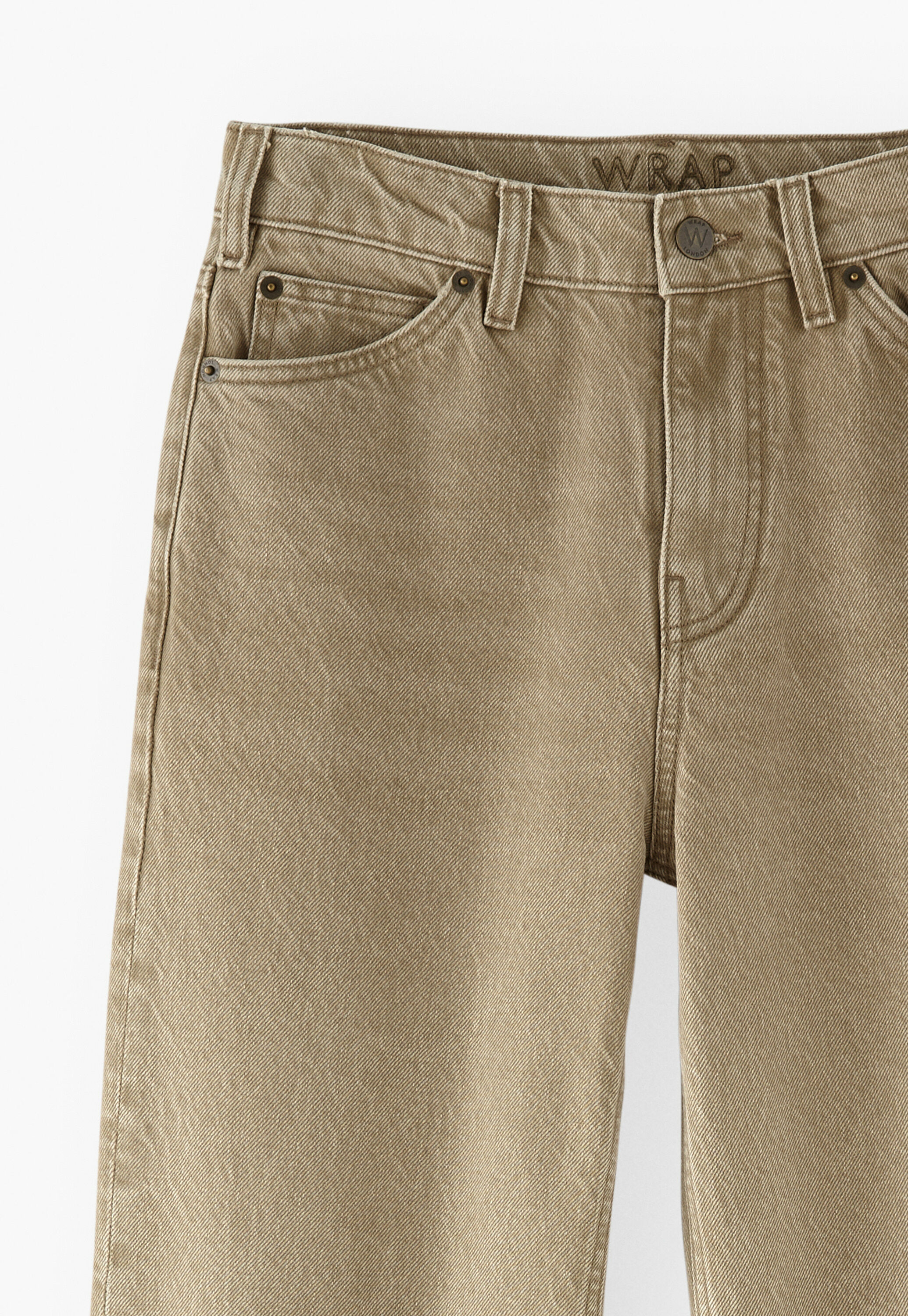 Jeans mit geteiltem Saum, Olivgrau, large