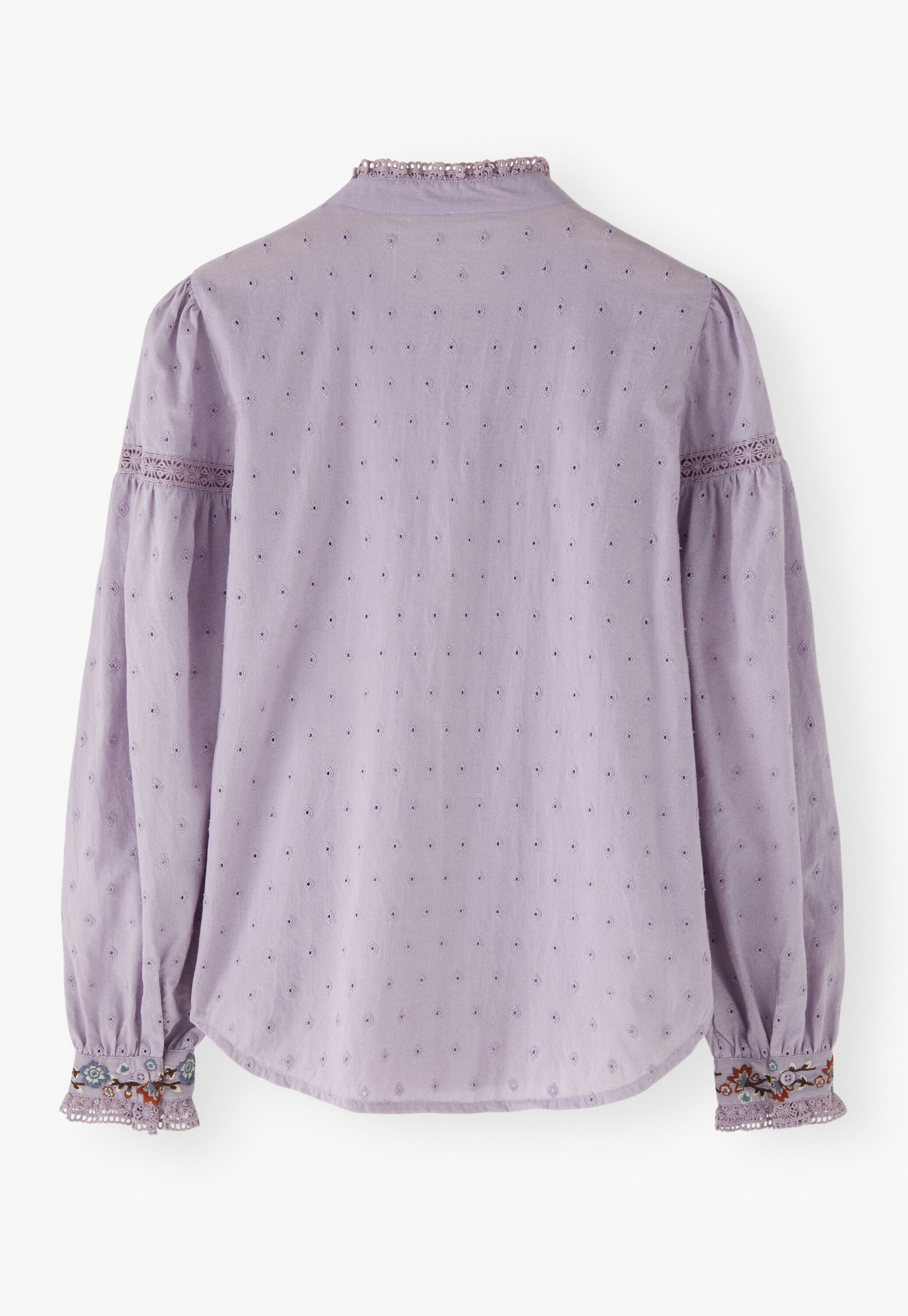 Bestickte Broderie-Bluse, Lavendel, large