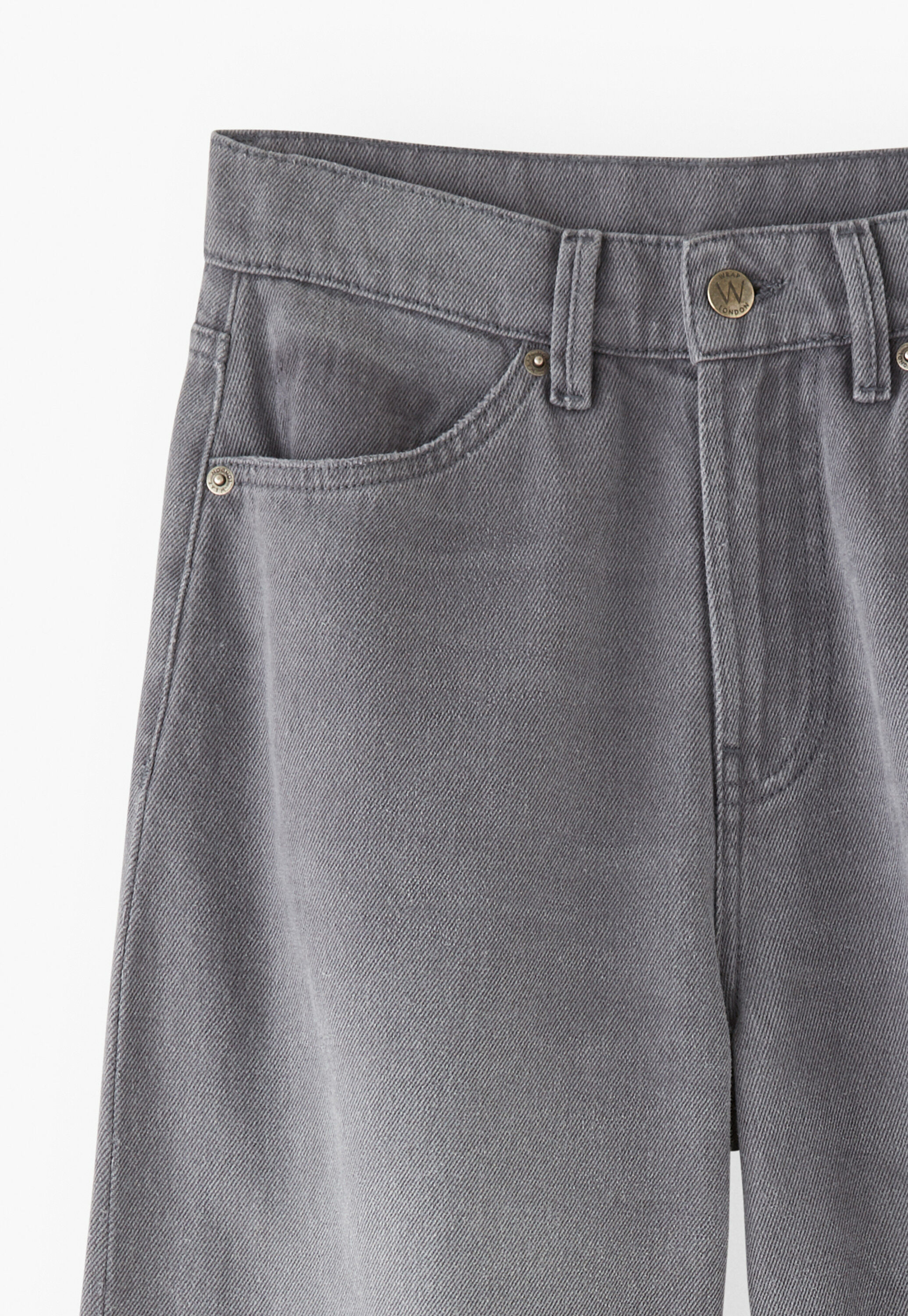 Mittelhoch taillierte Jeans mit weitem Bein, Dunkles Grau, large