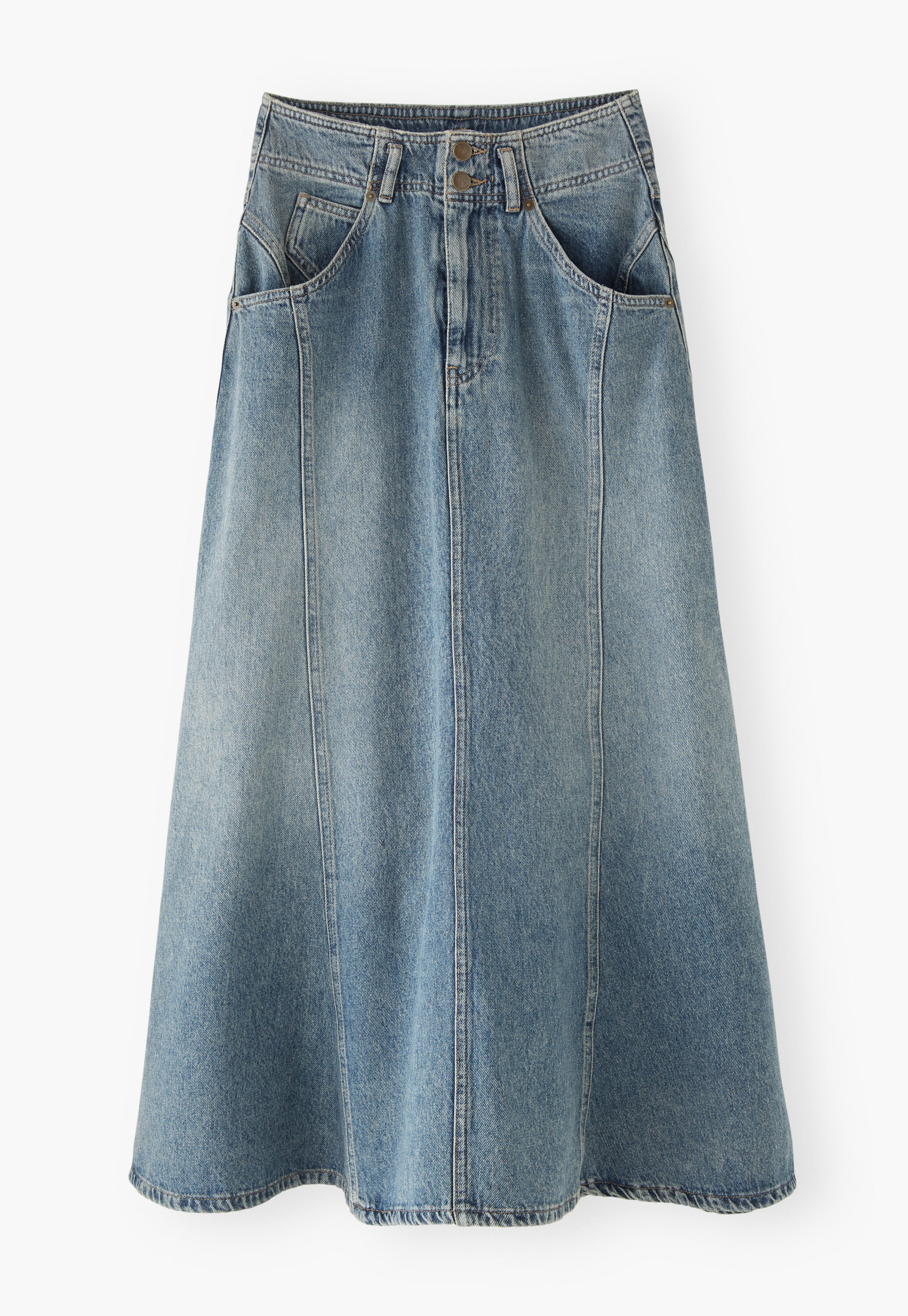 Langer Denim-Rock, Mittlere Waschung, large