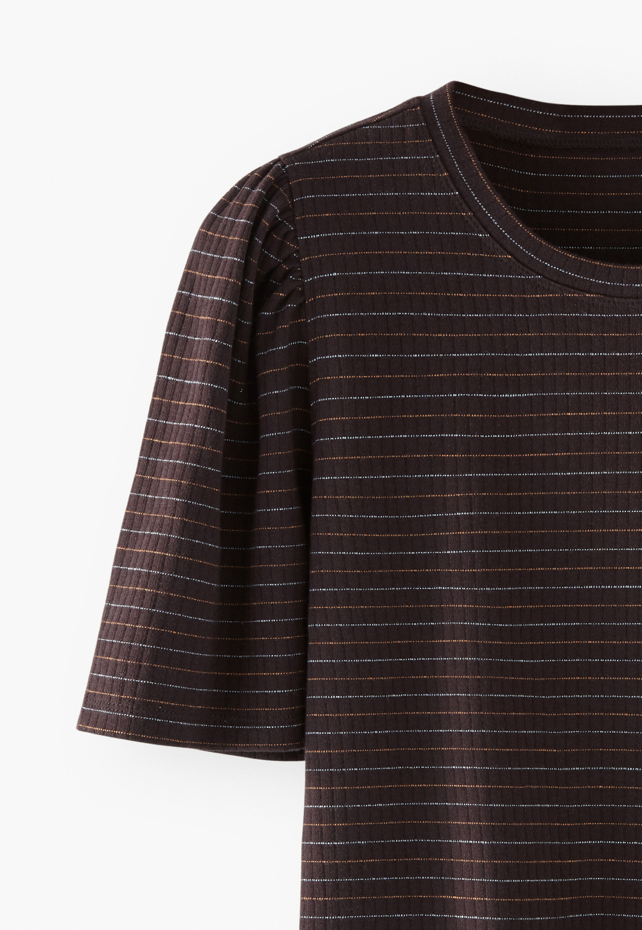 T-Shirt mit Puff&auml;rmeln, Dunkler Espresso, large