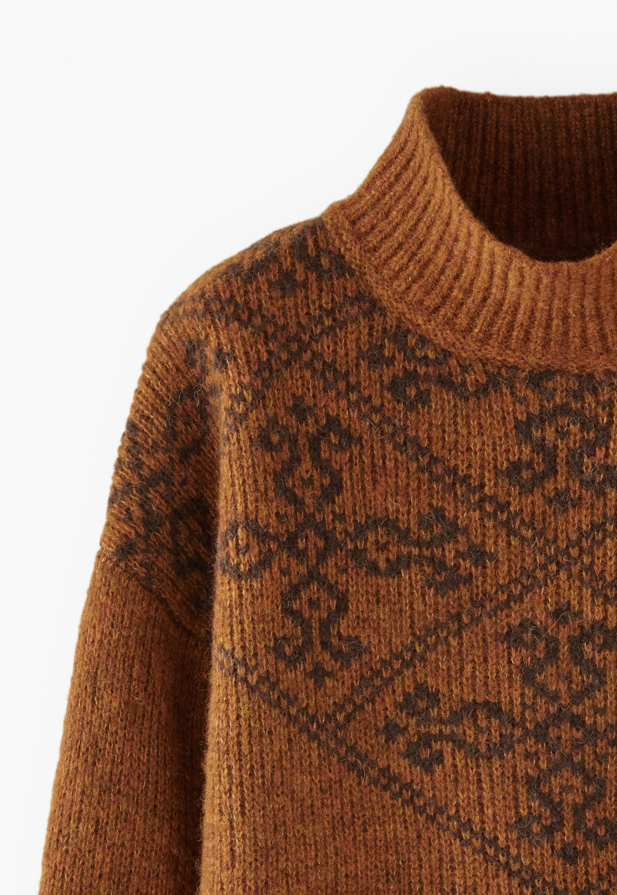 Jacquard-Pullover, Kupfer/Kaffee, large