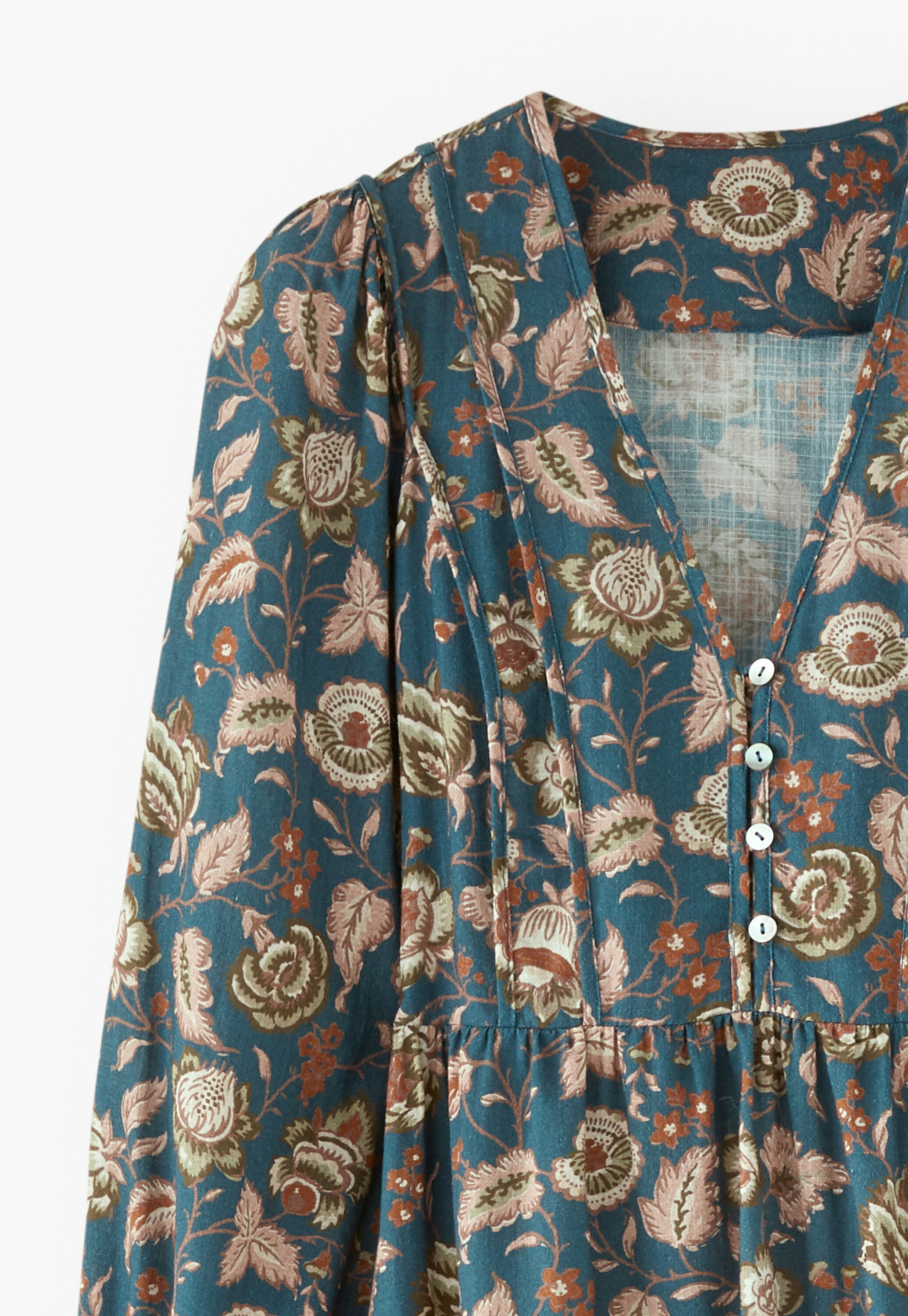 Print-Kleid, Petrol/Rost, large