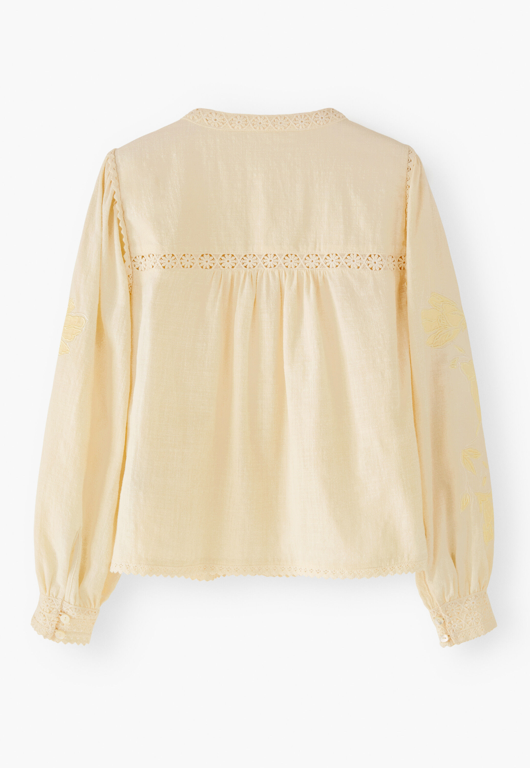 Bluse mit Applikationen, Ecru/Zitrone, large