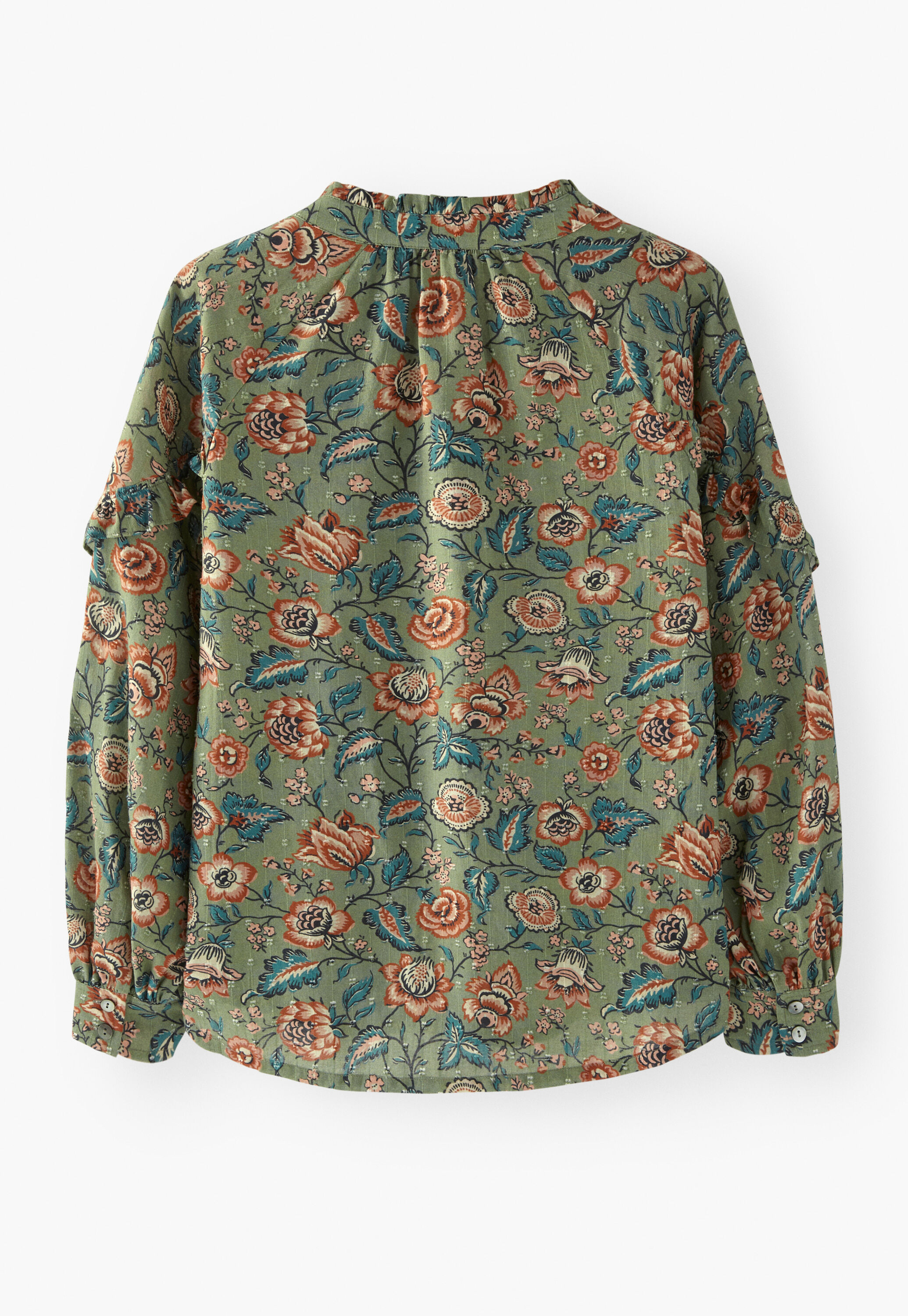 Fil Coup&eacute;-Bluse mit Print, Oliv/Scharlachrot, large
