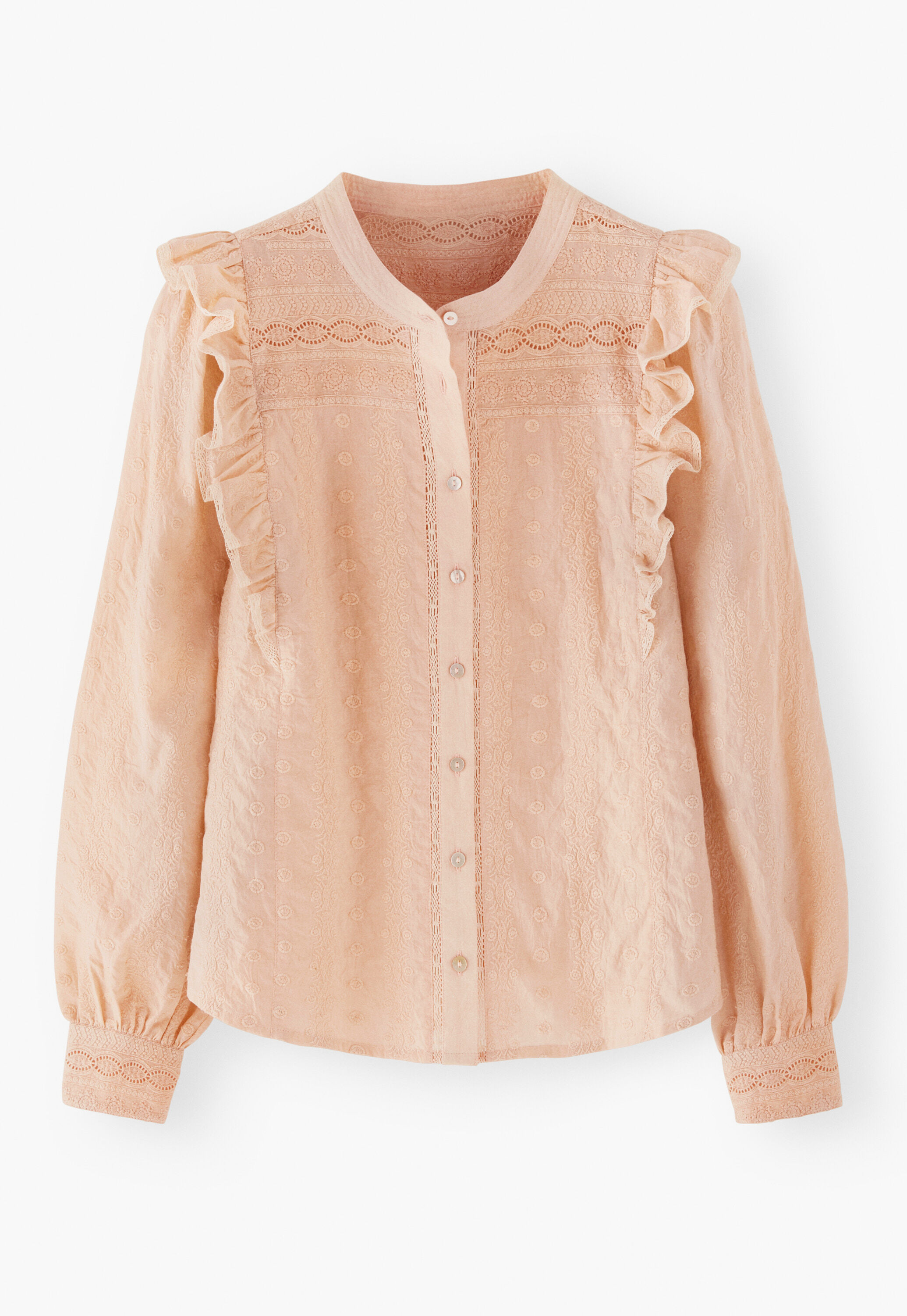 Broderie-Bluse, Rosa Bl&uuml;ten, large