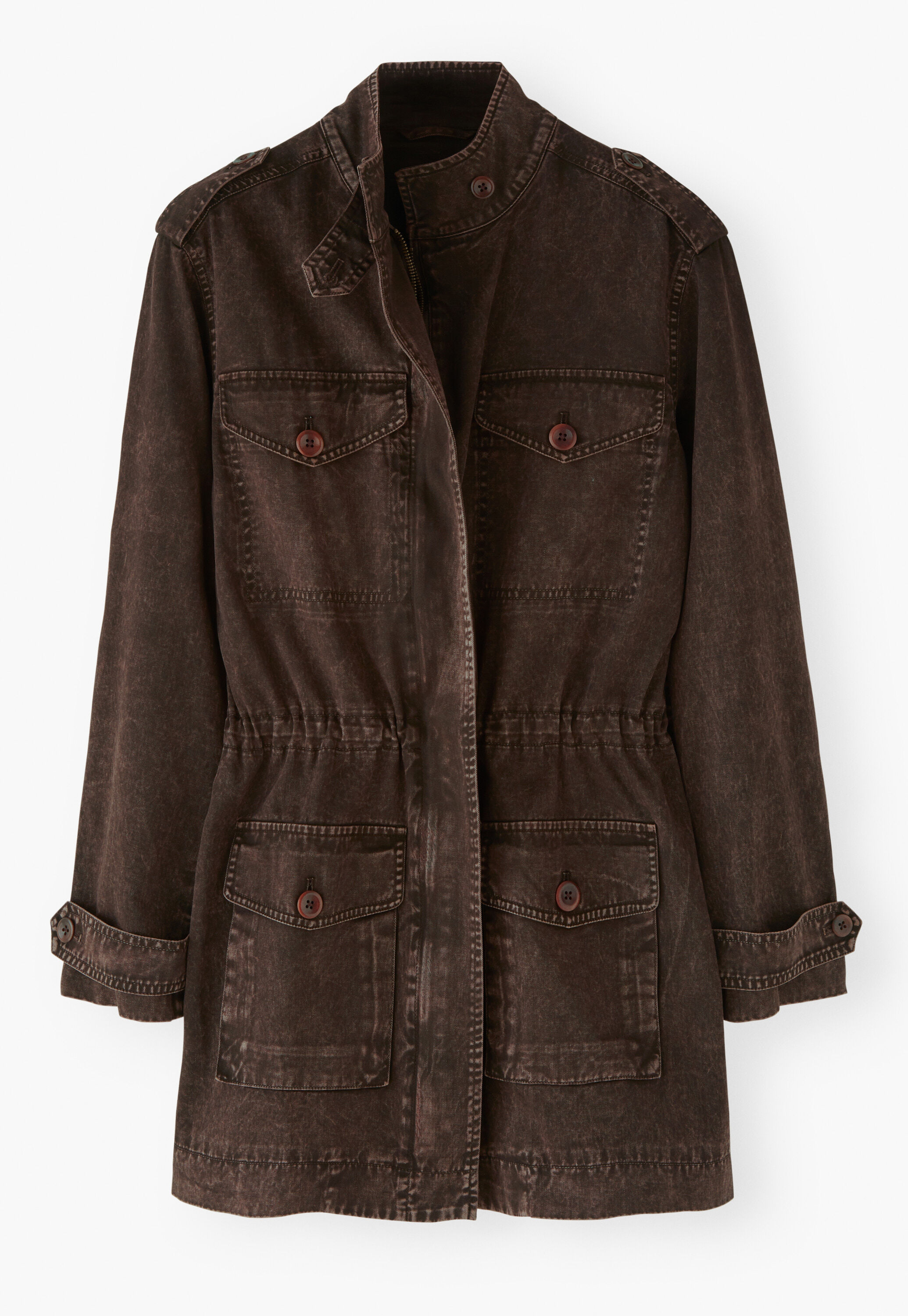 Jacke in Waschoptik, Dunkle Schokolade, large