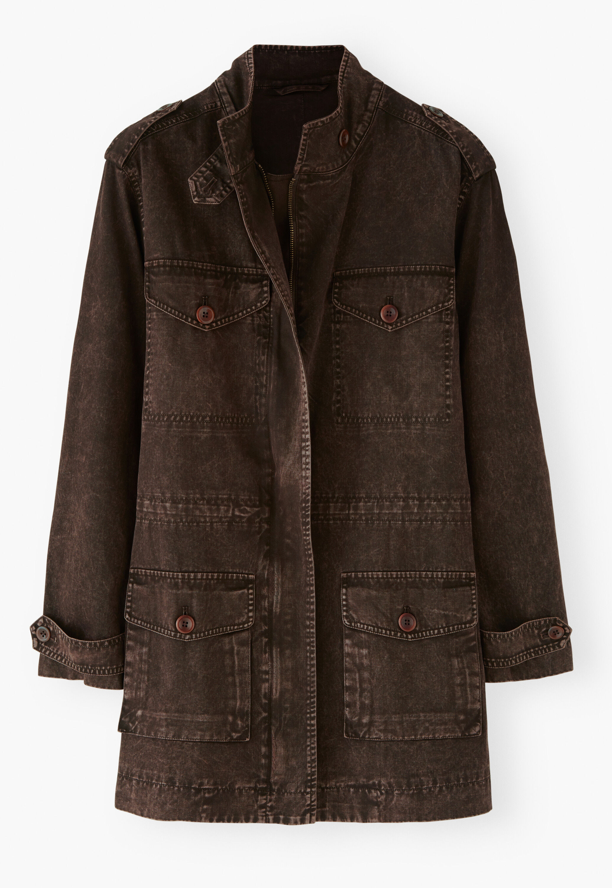Jacke in Waschoptik, Dunkle Schokolade, large