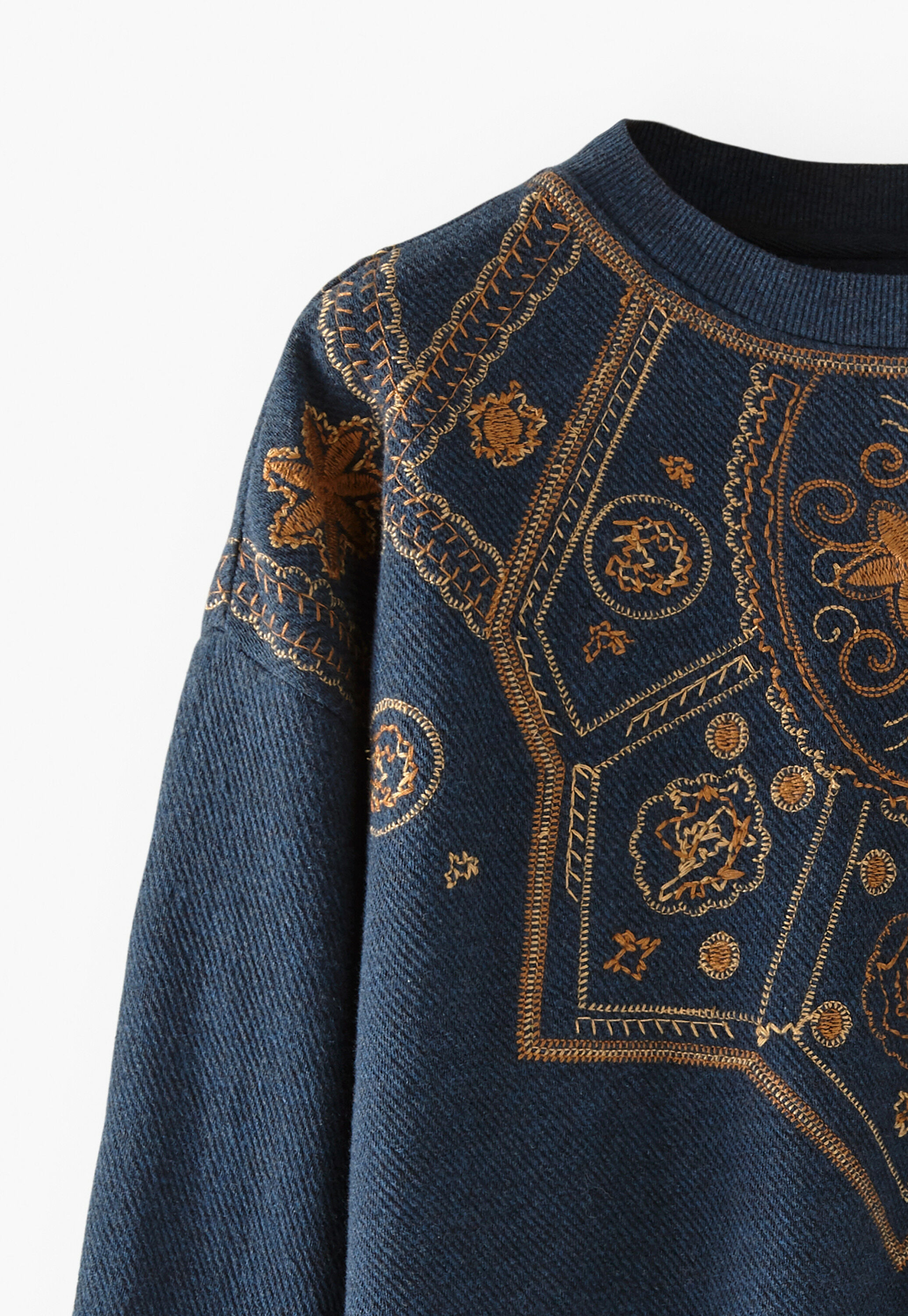 Sweatshirt mit Stickerei, Indigo, large