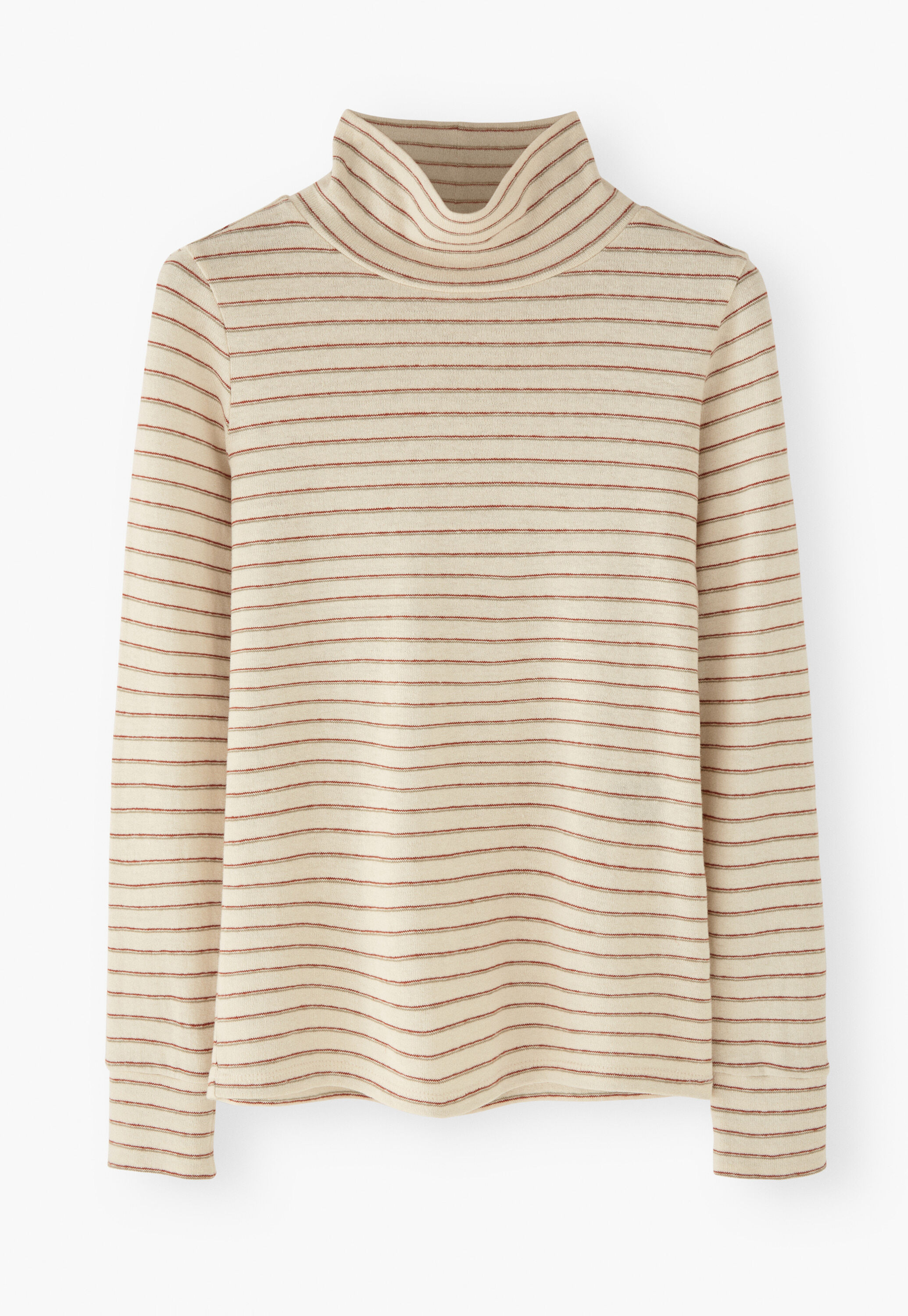 Gestreifter Rollkragenpullover, Elfenbein/Salbei, large