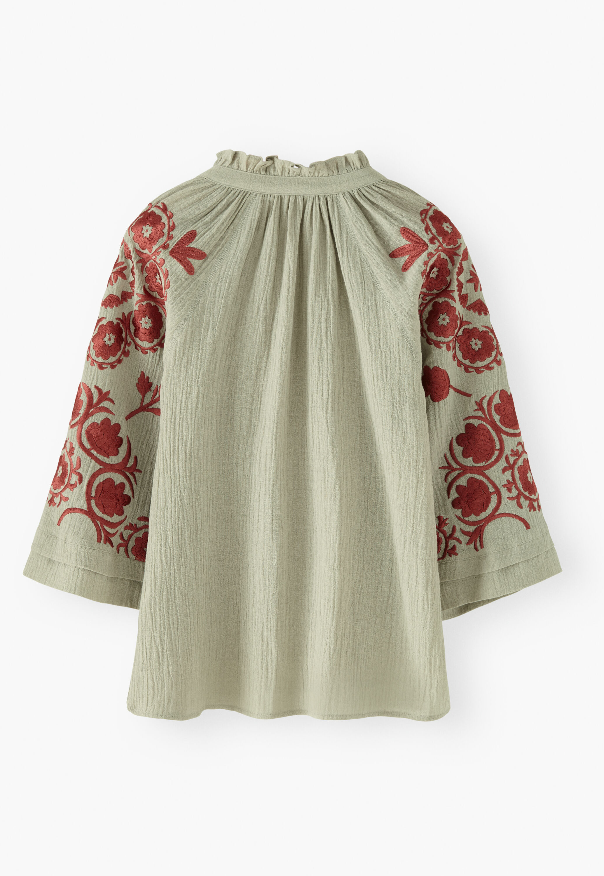 Bestickte Bluse, Salbeigrau, large