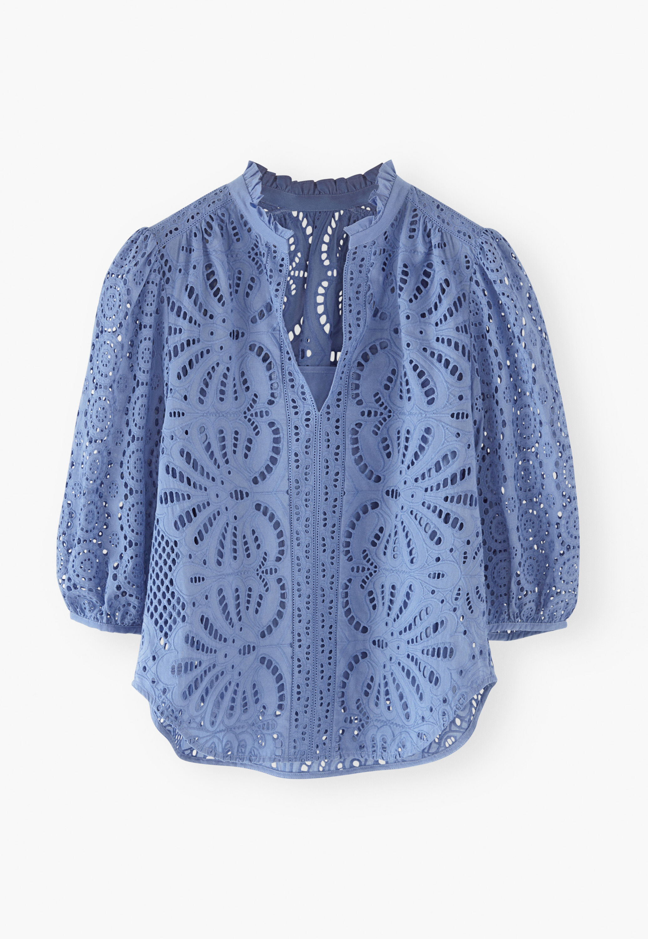 Broderie-Anglaise-Bluse, Kornblumenblau, large
