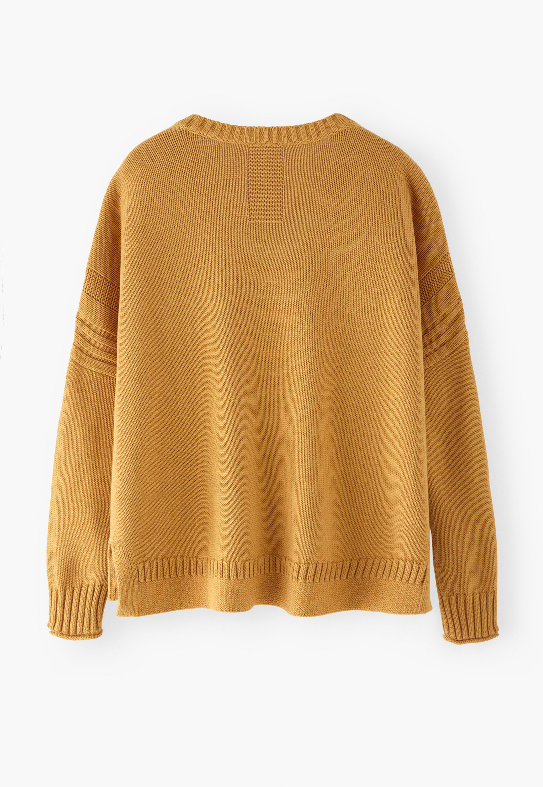 Pullover mit V-Ausschnitt, Warmes Gelb, large