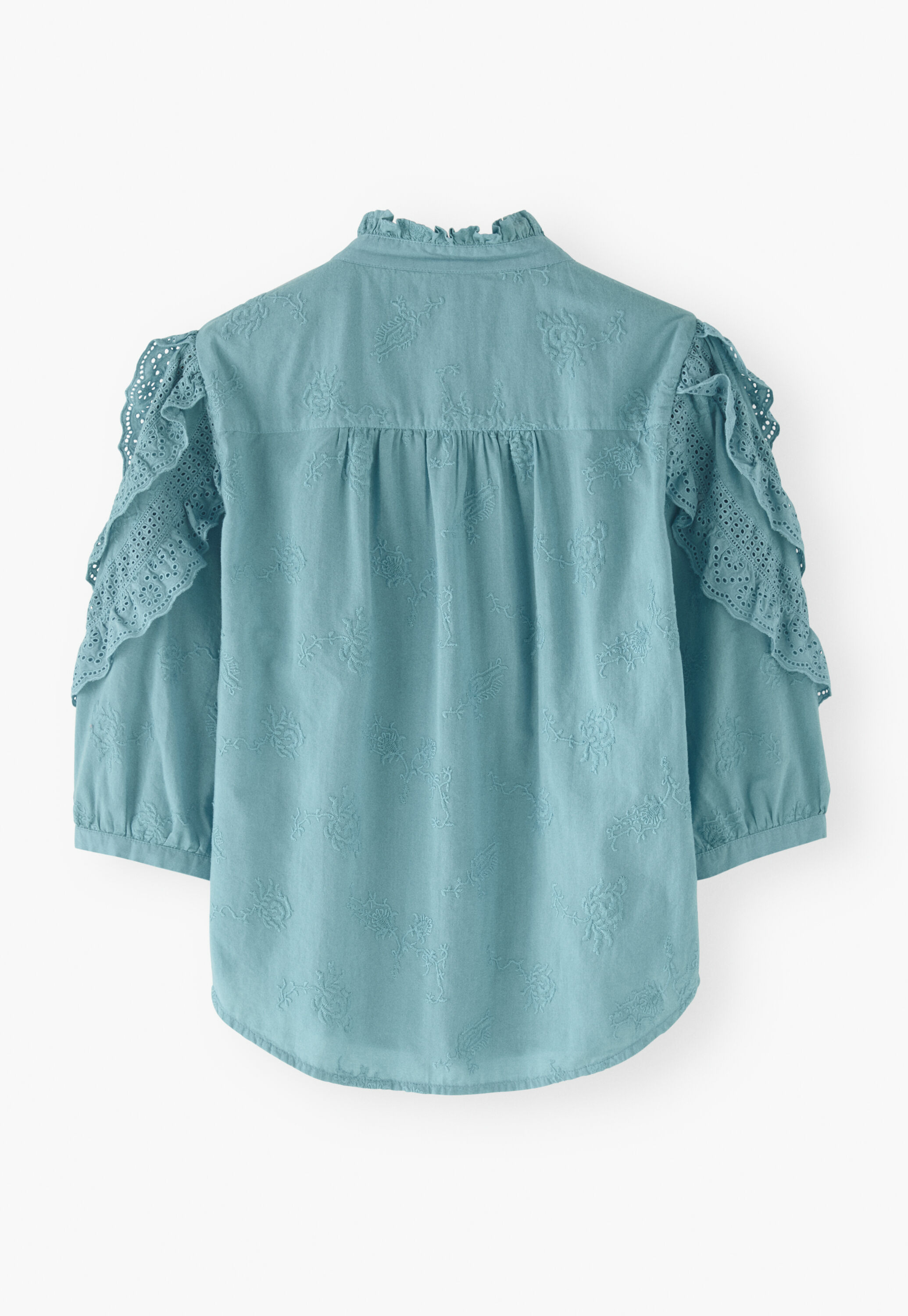 Schiffli-Bluse, Helles Cerulean, large