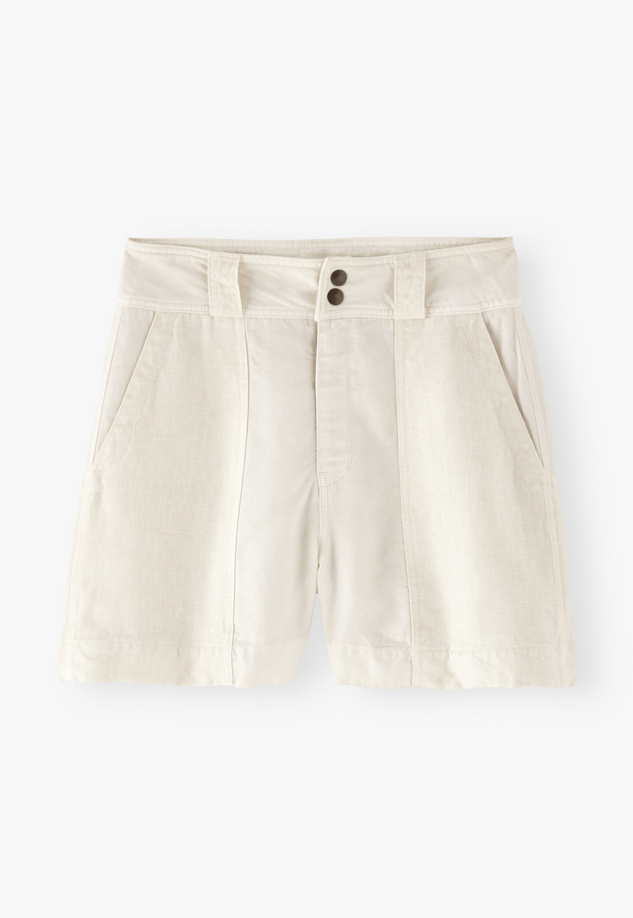 Kontraststoff-Shorts, Elfenbein, large