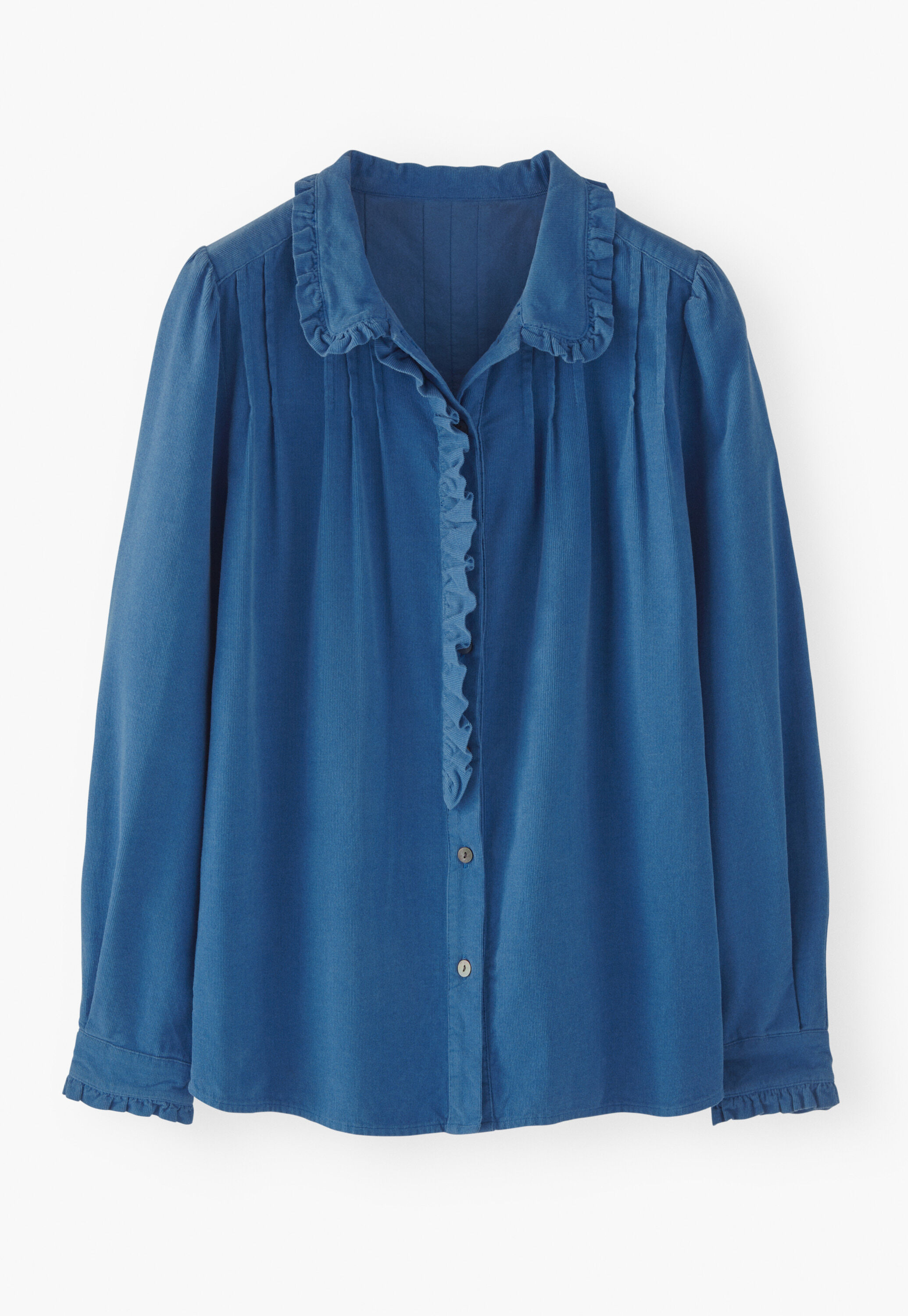 Faltenbluse aus Cord, Kobalt, large