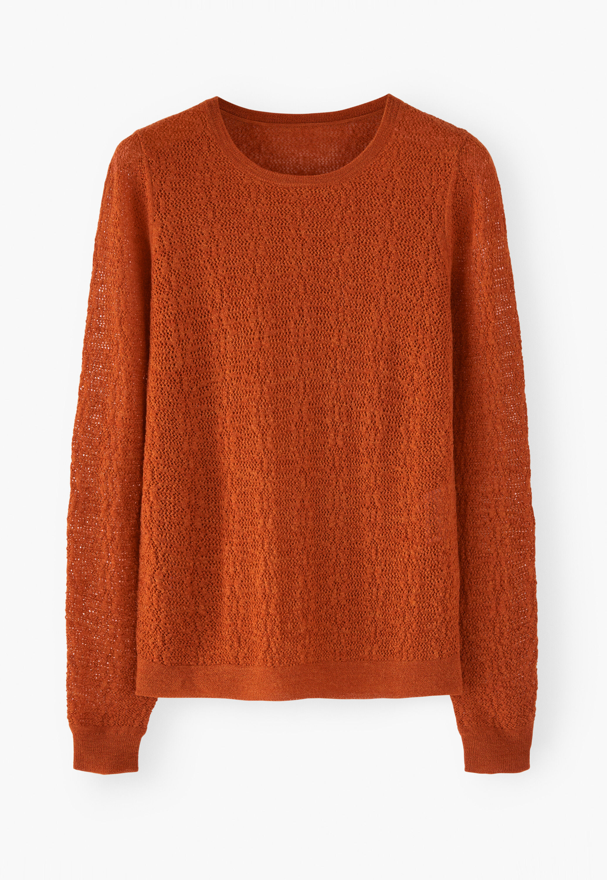 Pullover im Spitzenmuster, Flammendes Orange, large