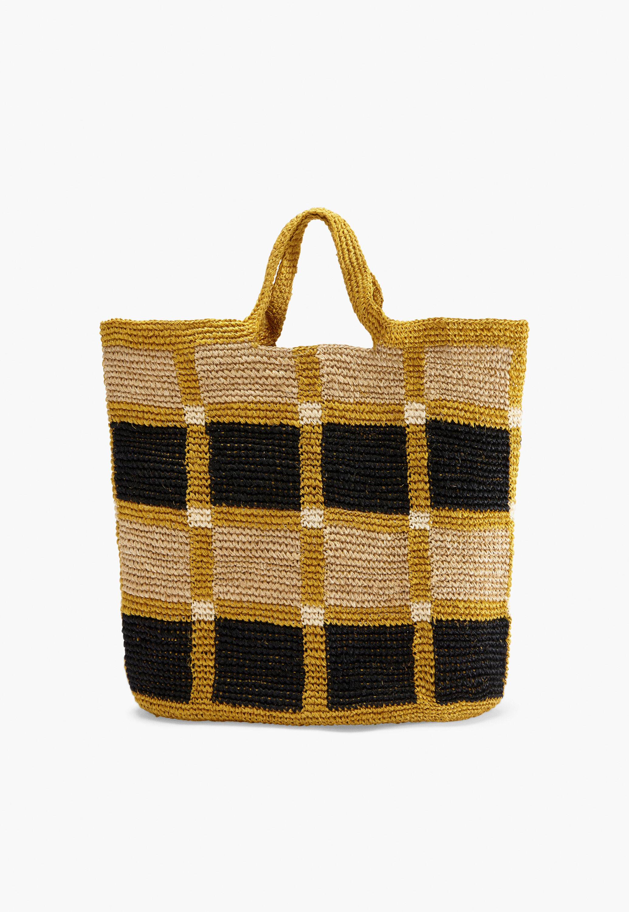 Karierte Tasche aus Raffiabast