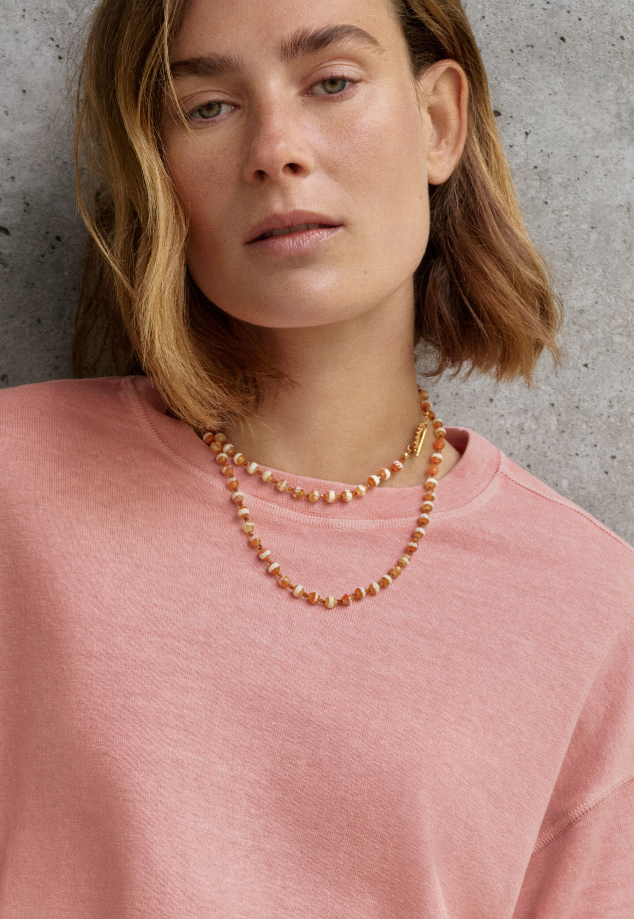 Multi loop beaded necklace