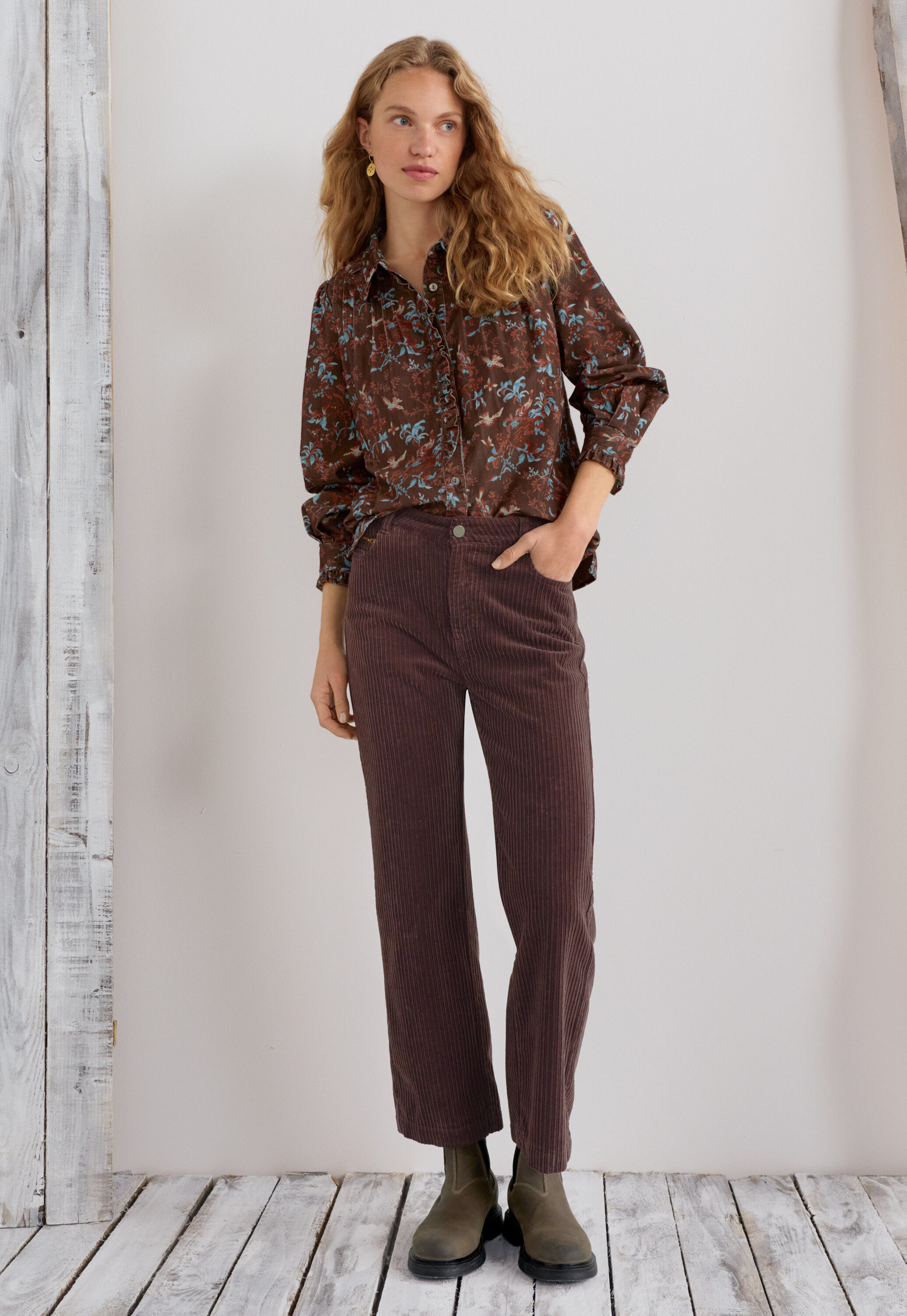 Bedruckte Faltenbluse